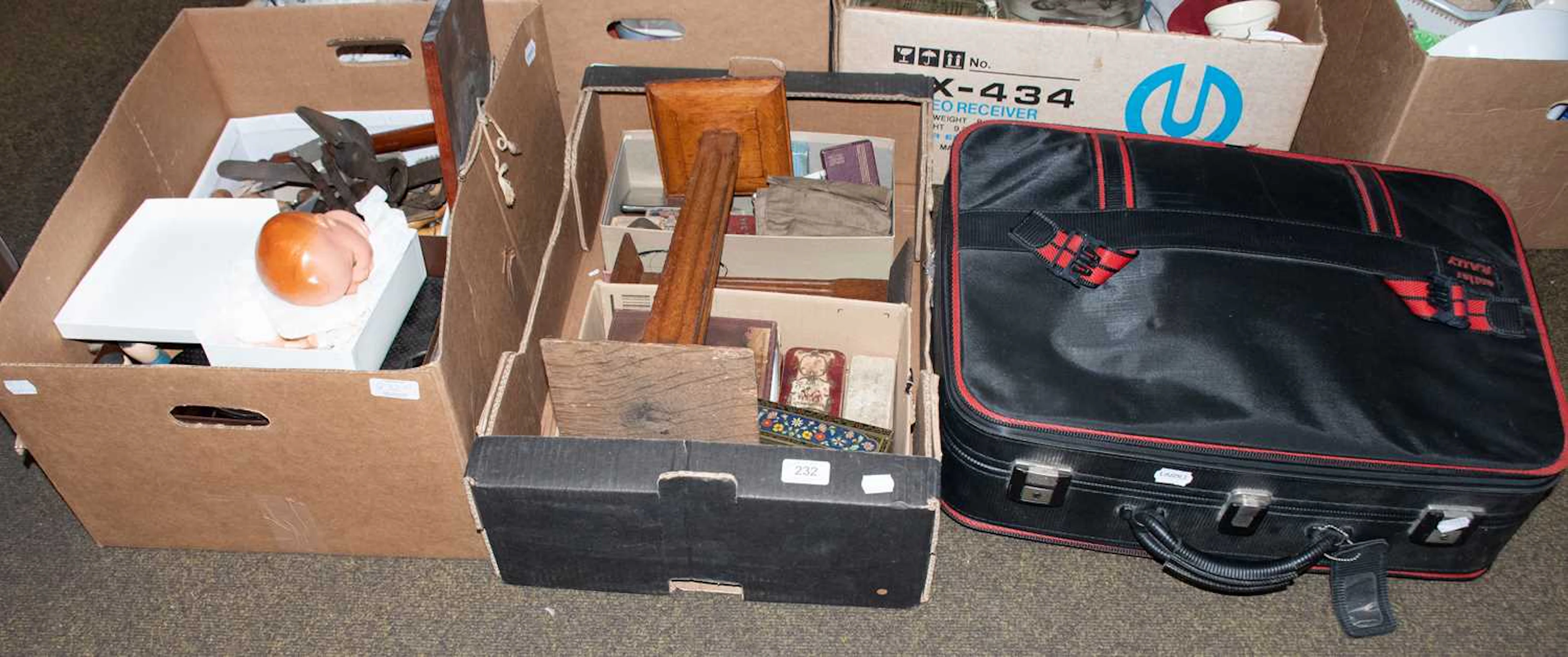 Assorted items, including an early 19th century needlework sample