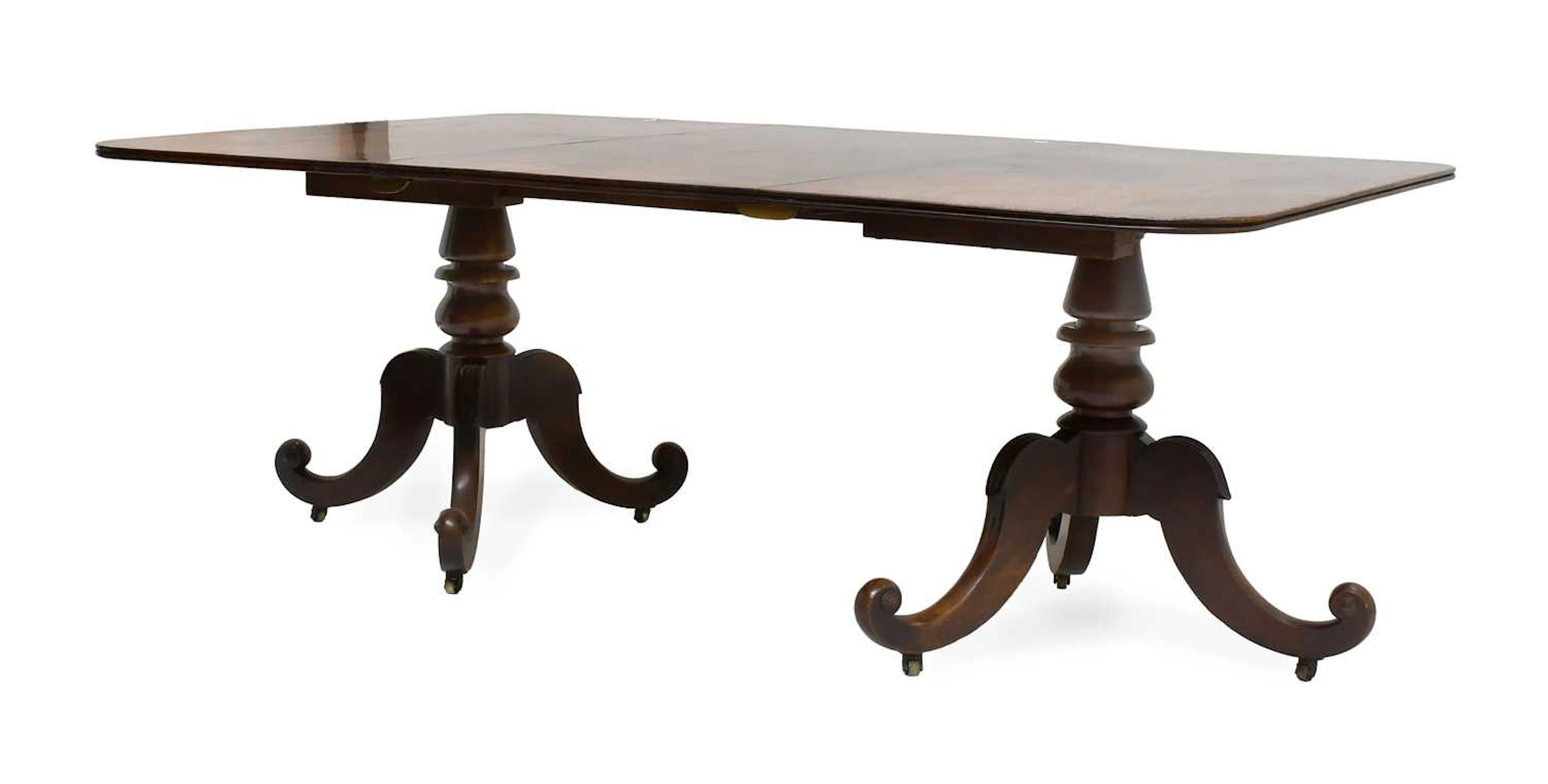 A Scottish Regency Mahogany Twin Pedestal Dining Table, 2nd quarter