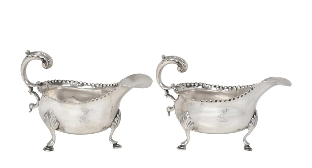A Pair of George III Silver Sauceboats Maker's Mark Rubbed, London