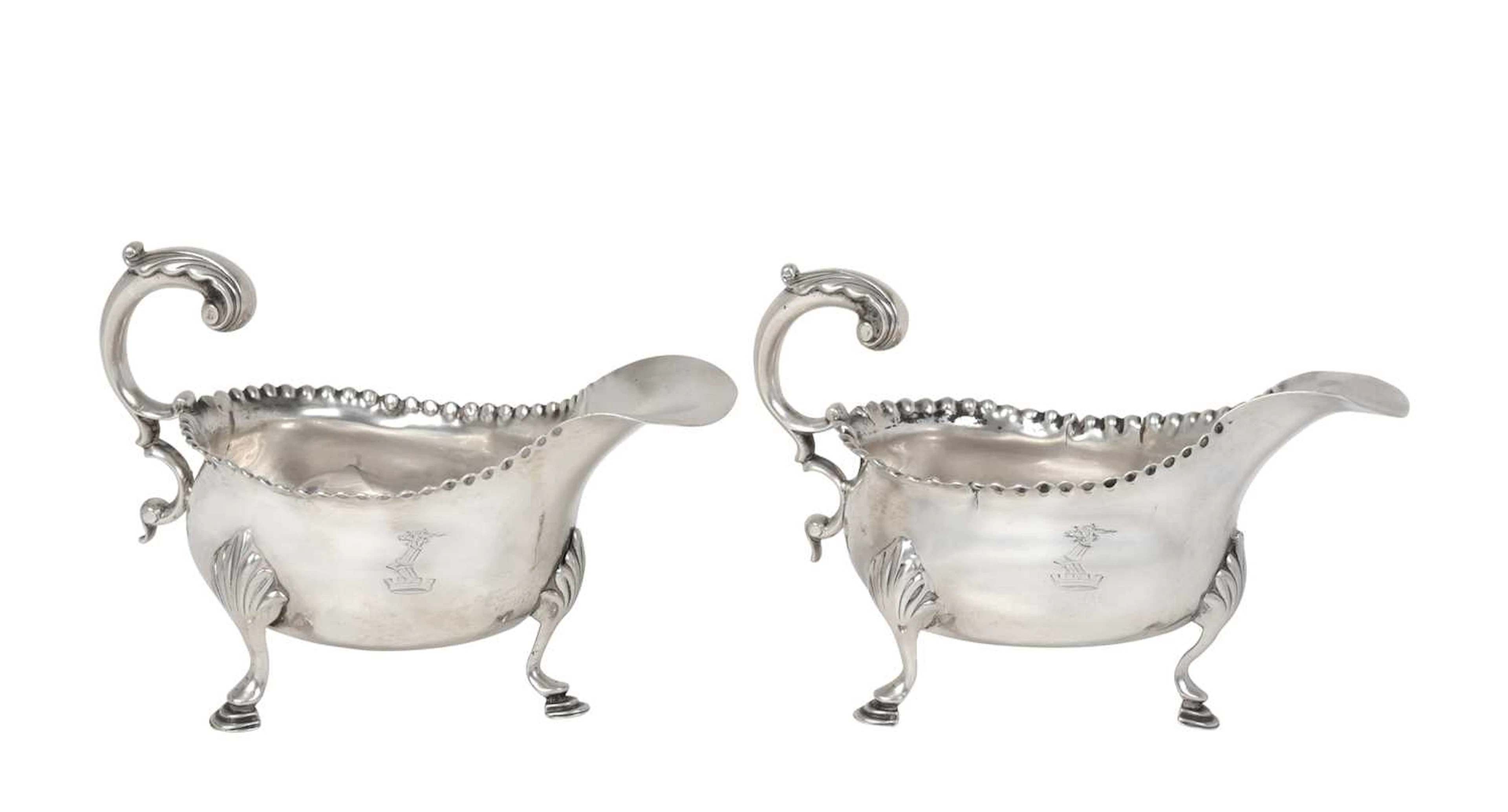 A Pair of George III Silver Sauceboats Maker's Mark Rubbed, London