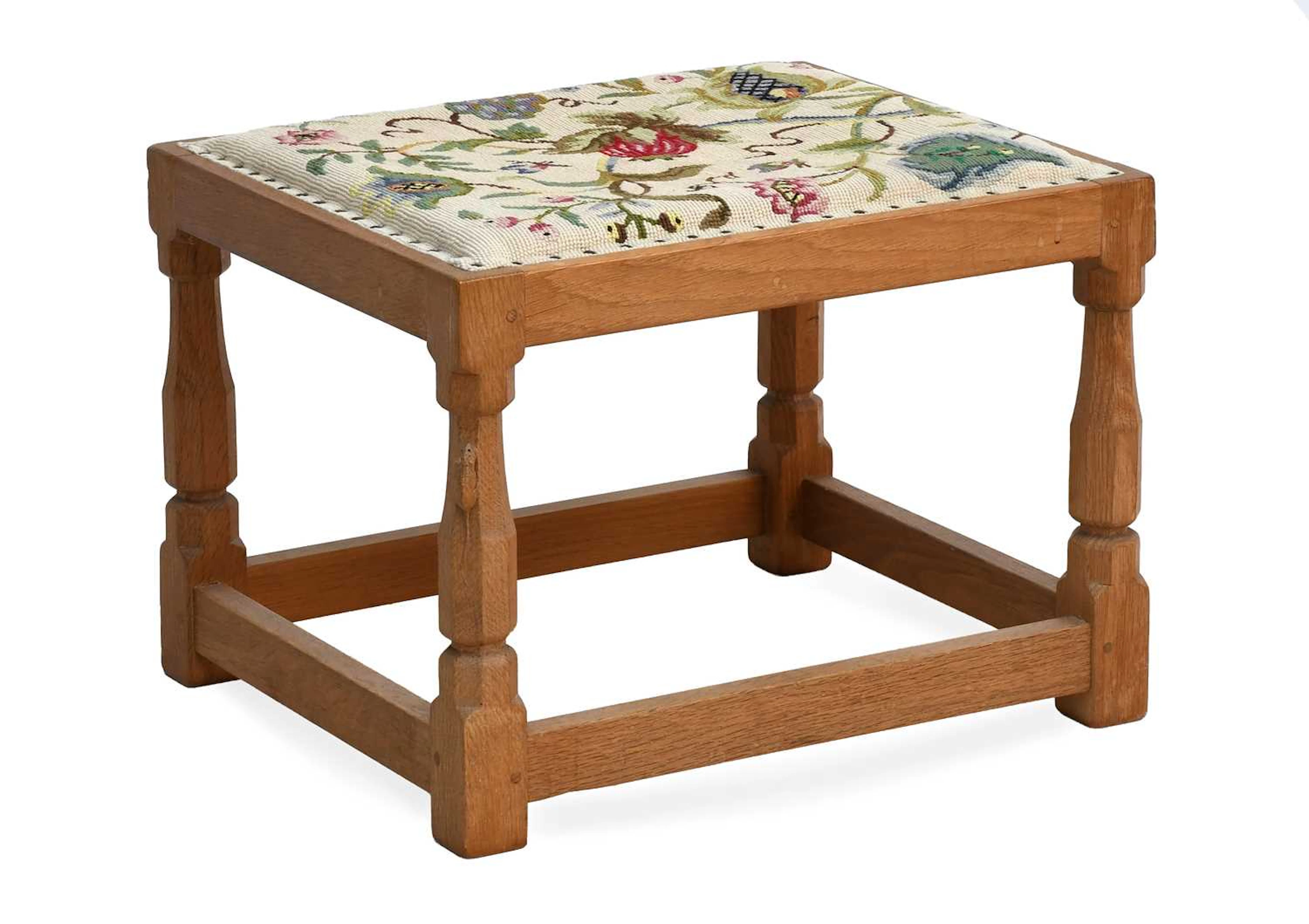 Workshop of Robert Mouseman Thompson (Kilburn): An English Oak Stool
