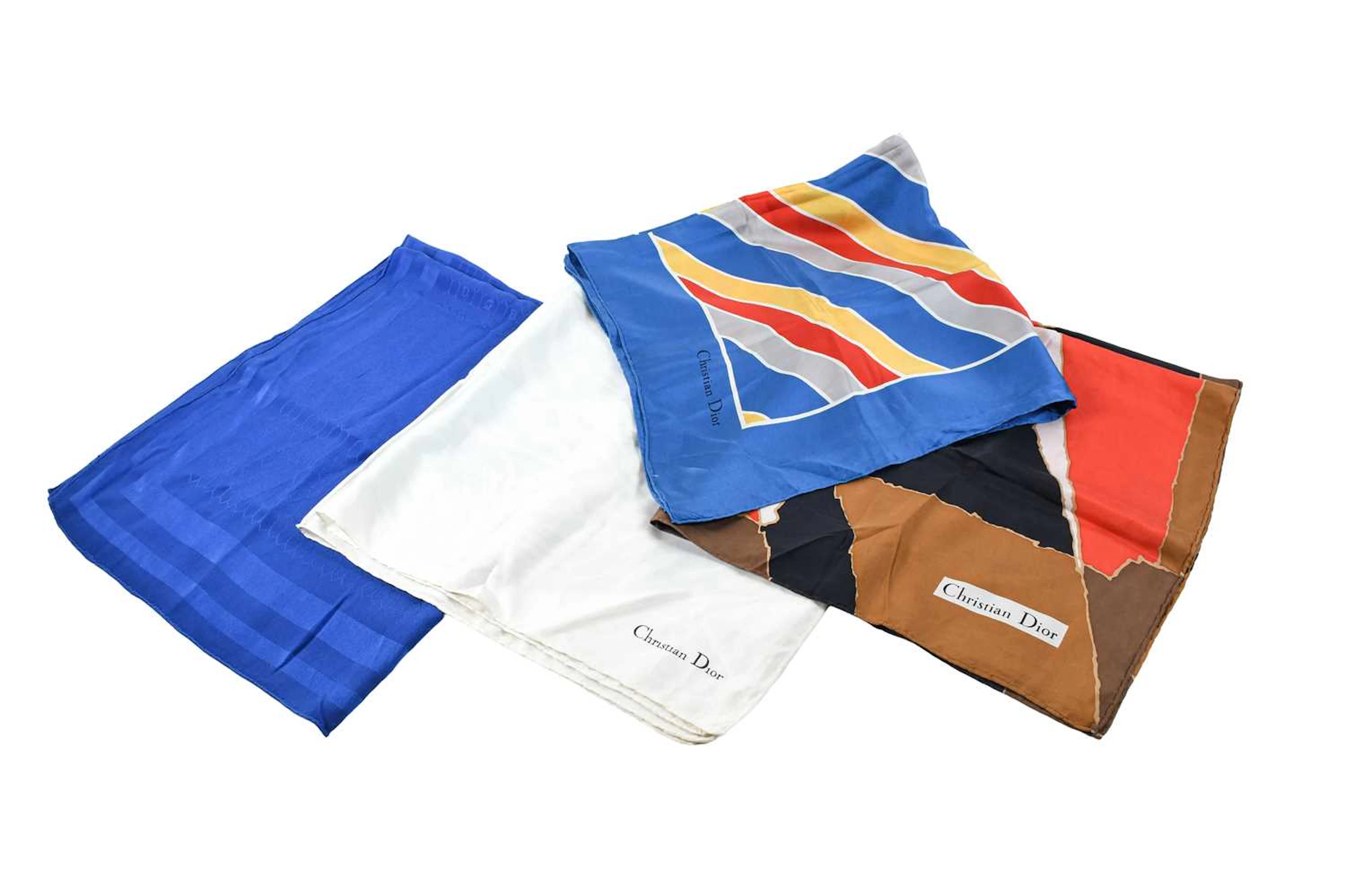Four Christian Dior Silk Scarves