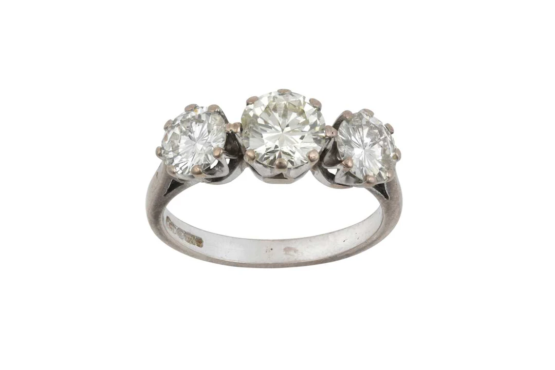 An 18 Carat White Gold Diamond Three Stone Ring