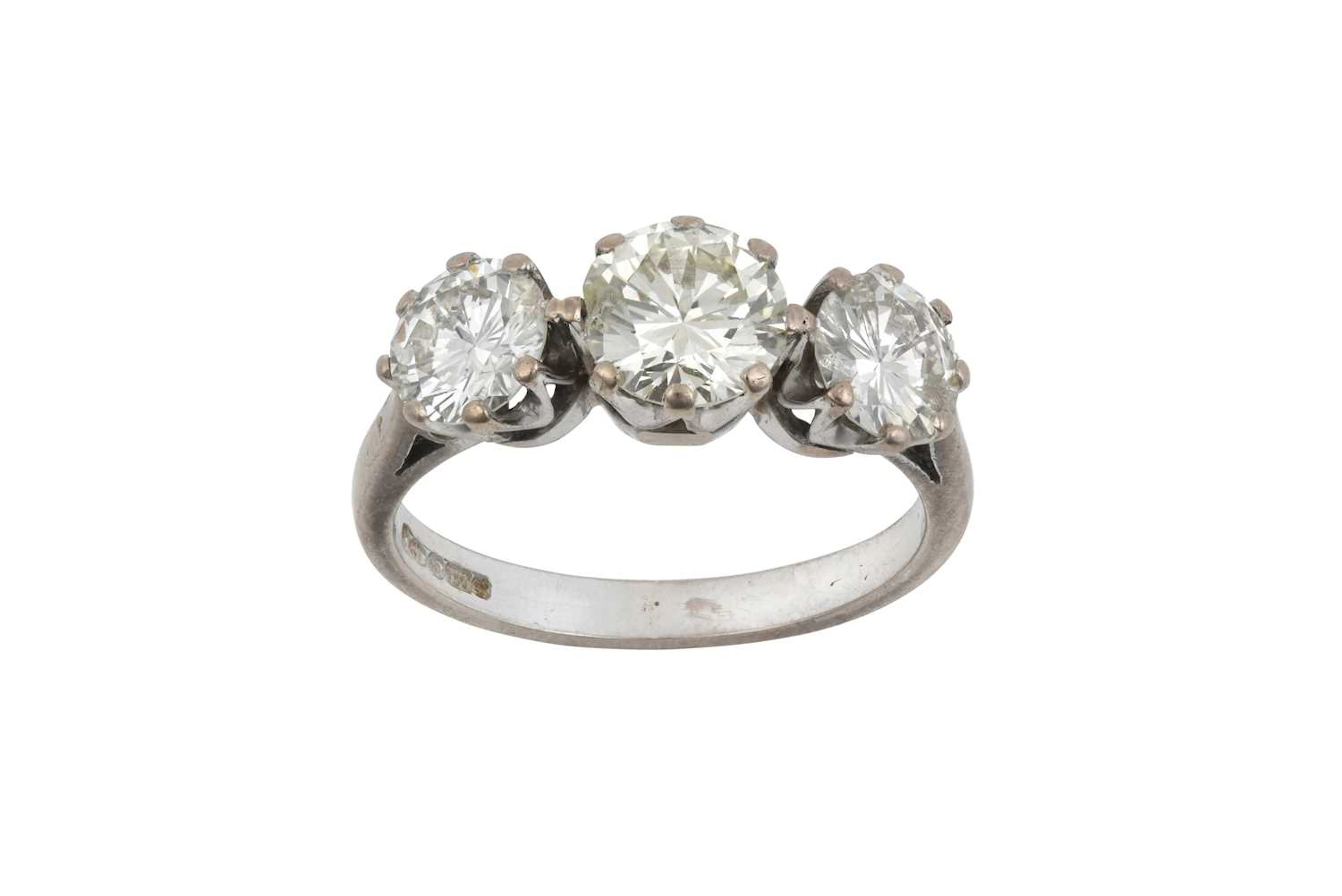 An 18 Carat White Gold Diamond Three Stone Ring