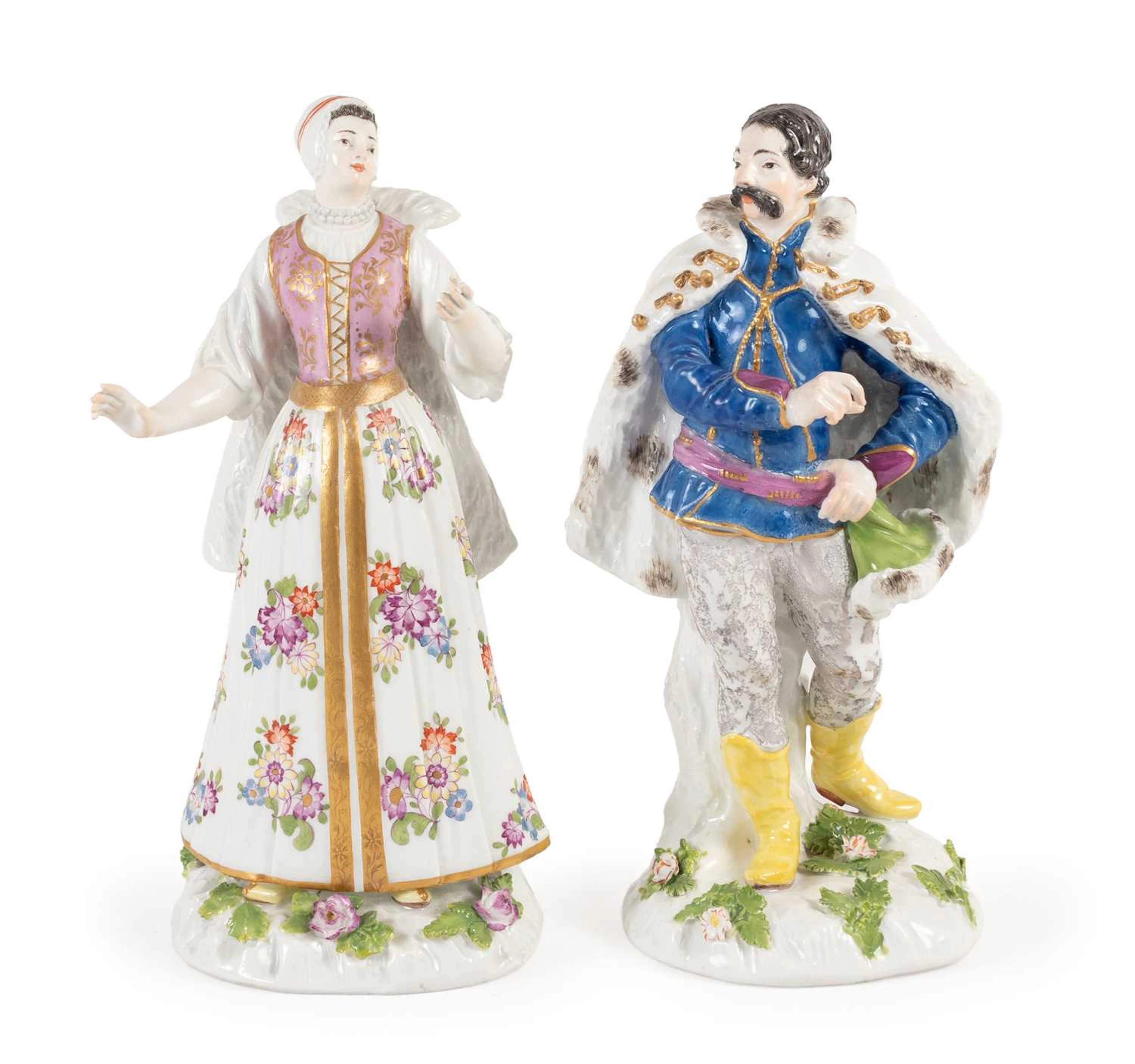 A Pair of Meissen Porcelain Figures of a Hungarian Lady and Gentleman