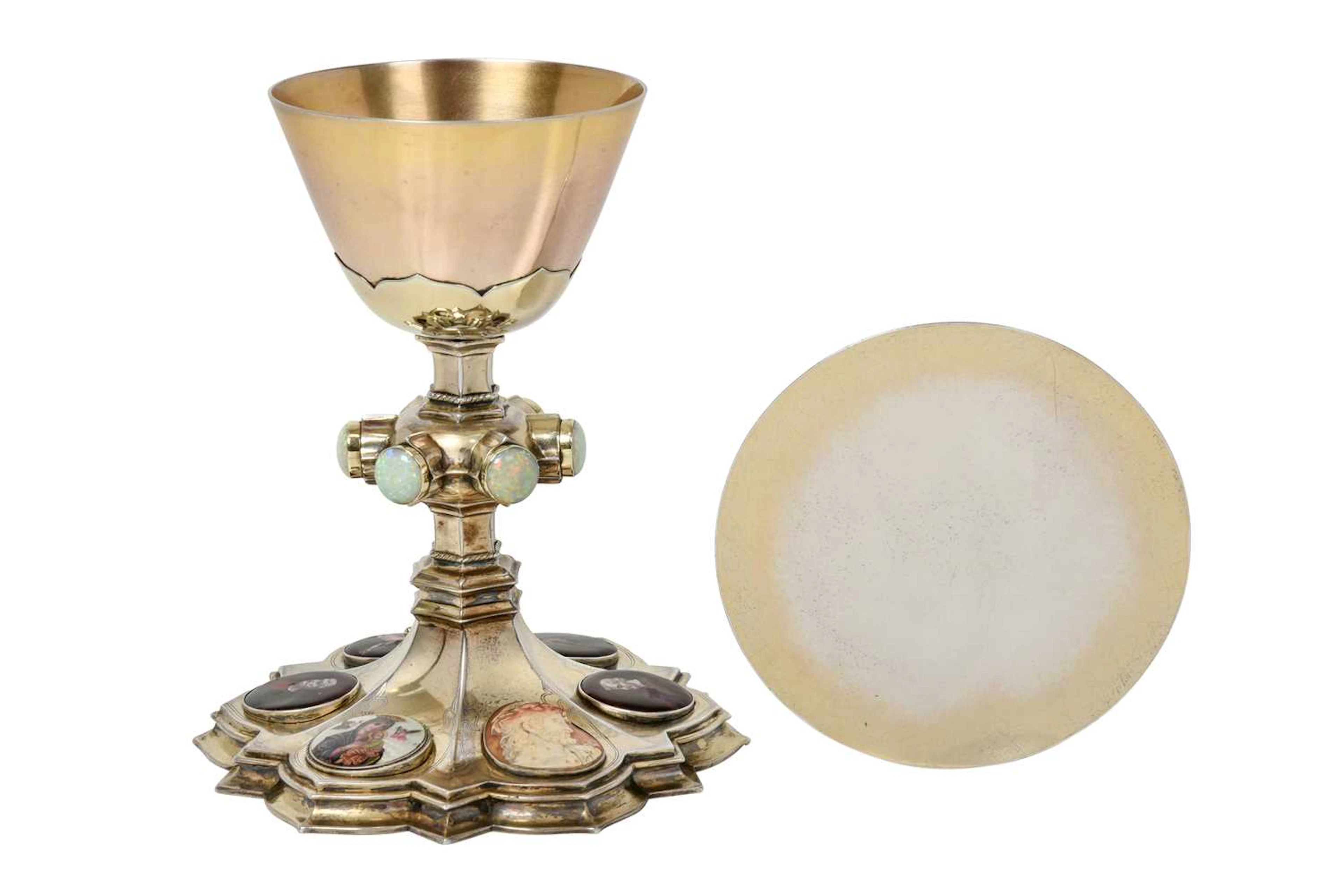 An Edward VII Silver-Gilt, Multi-Gem Set, Enamel and Cameo-Mounted