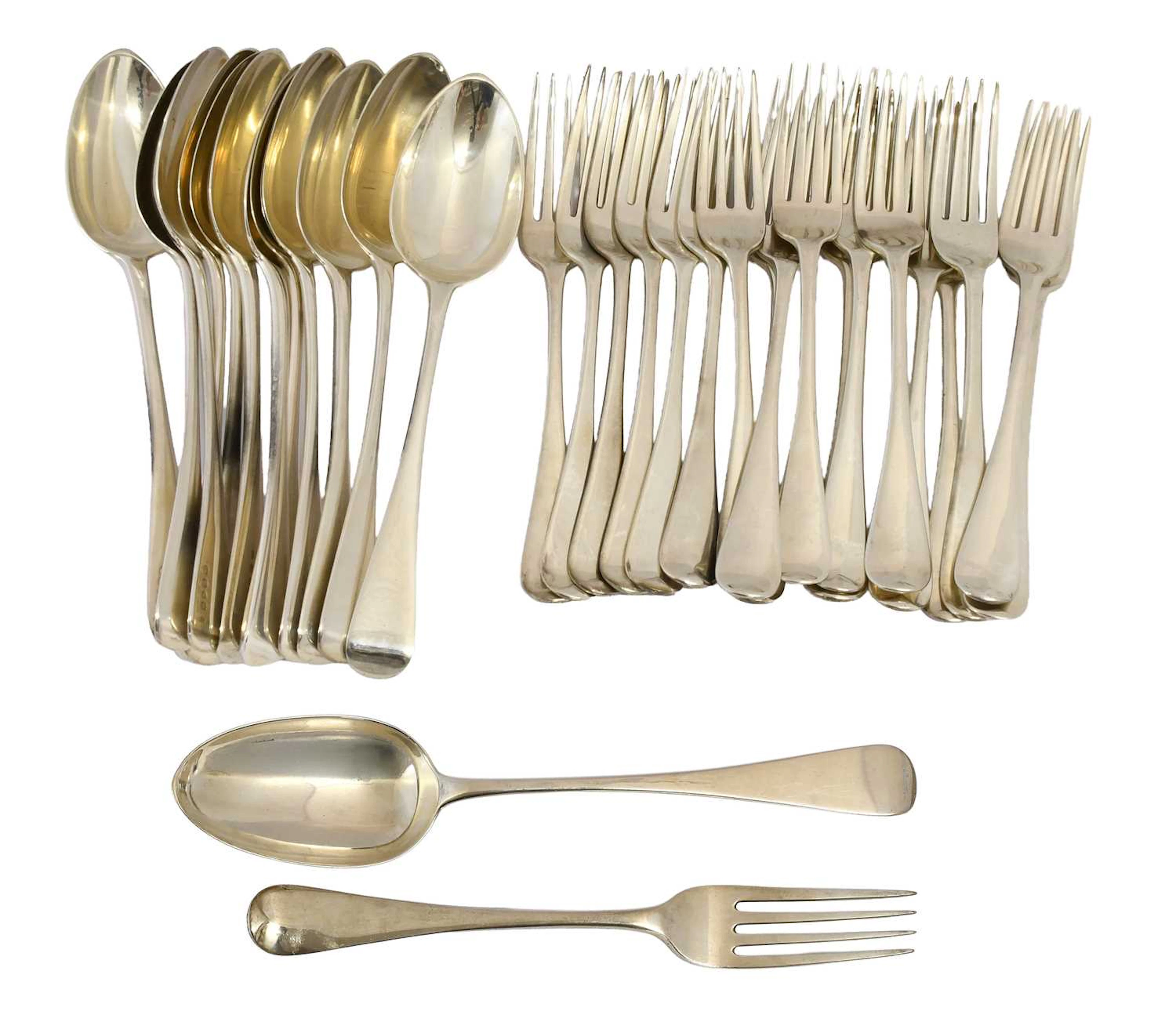 A Collection of George III and Later Silver Flatware