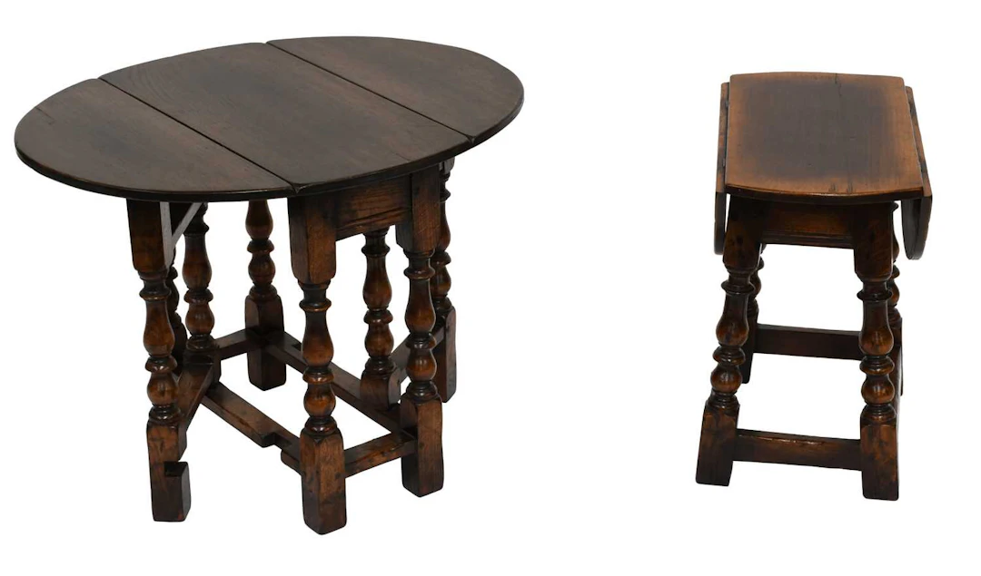 Two Oak Titchmarsh & Goodwin Style Drop Leaf Lamp Tables