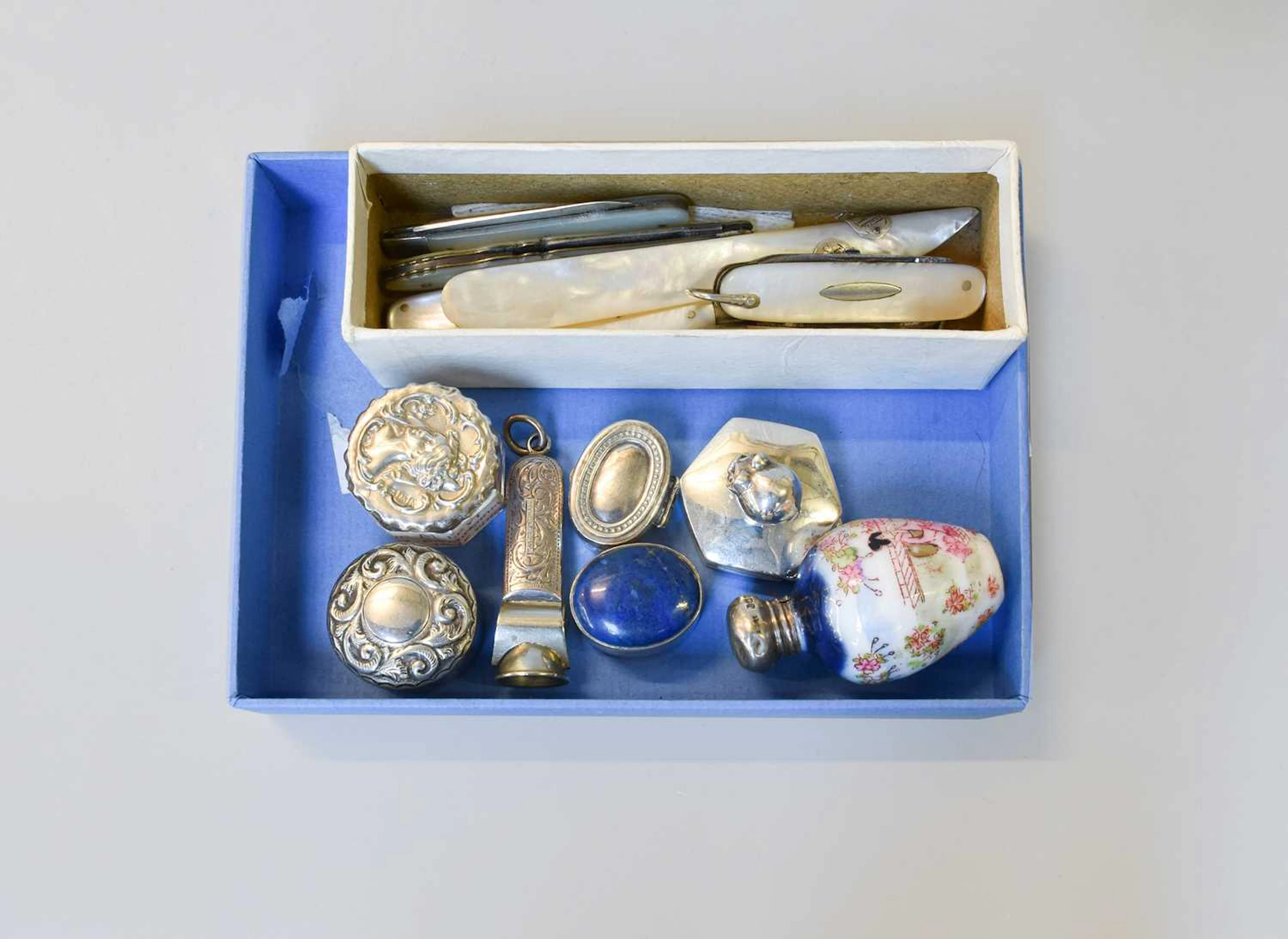 A Collection of Assorted Silver Objects of Vertu