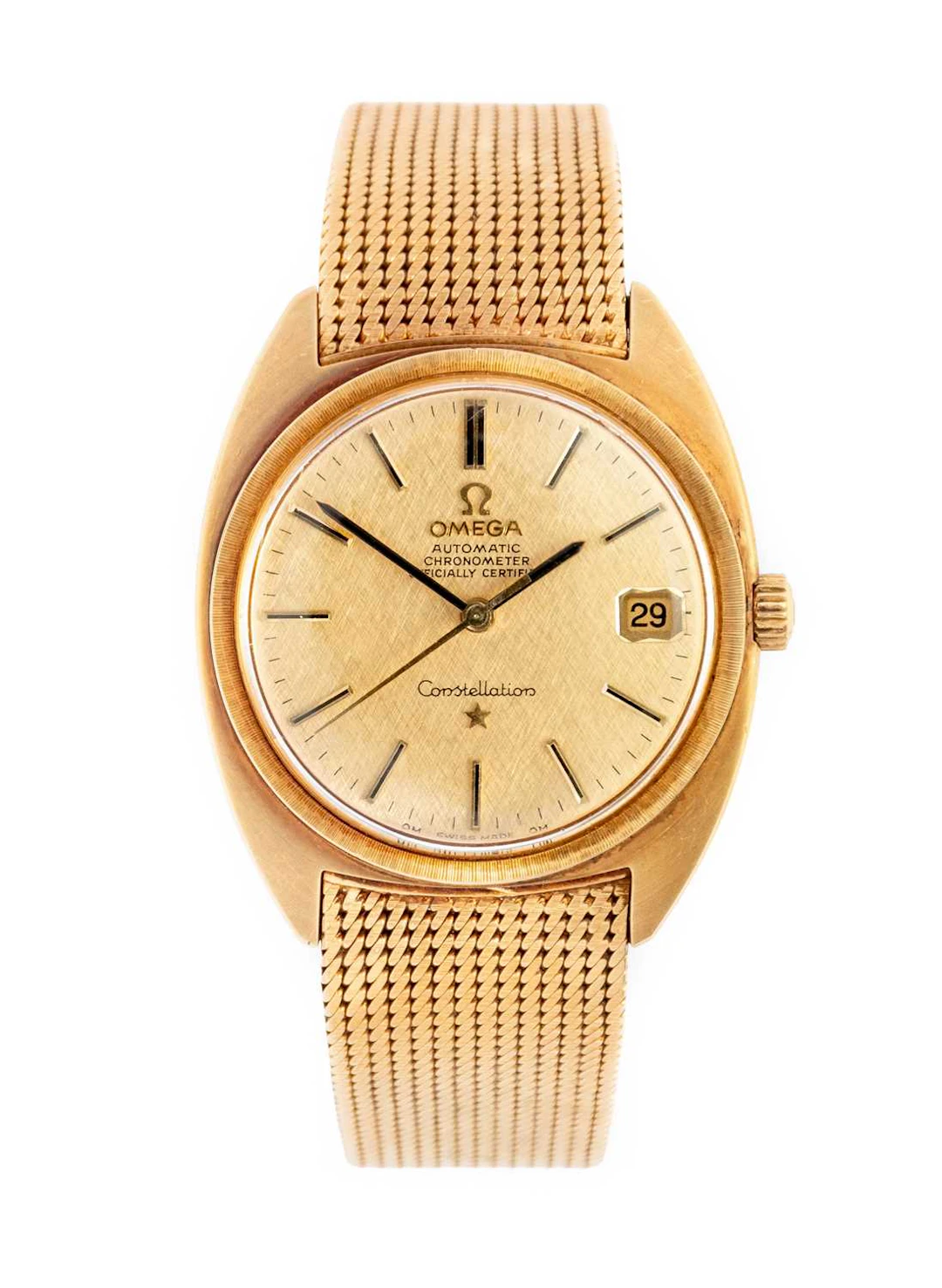 Omega: An 18 Carat Gold Automatic Calendar Centre Seconds Wristwatch