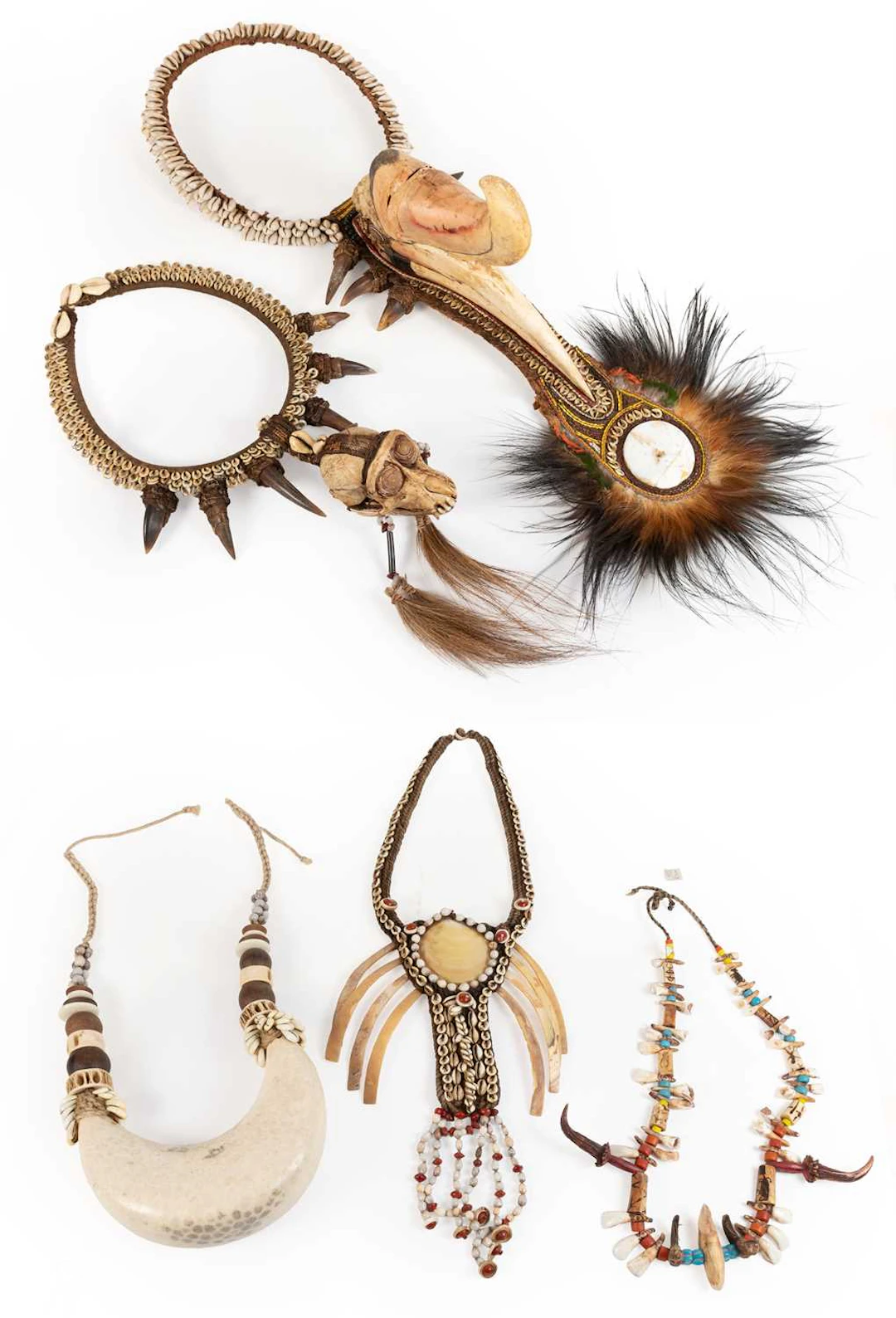 Four Papua New Guinea Ceremonial Necklaces or Chest Ornaments, South