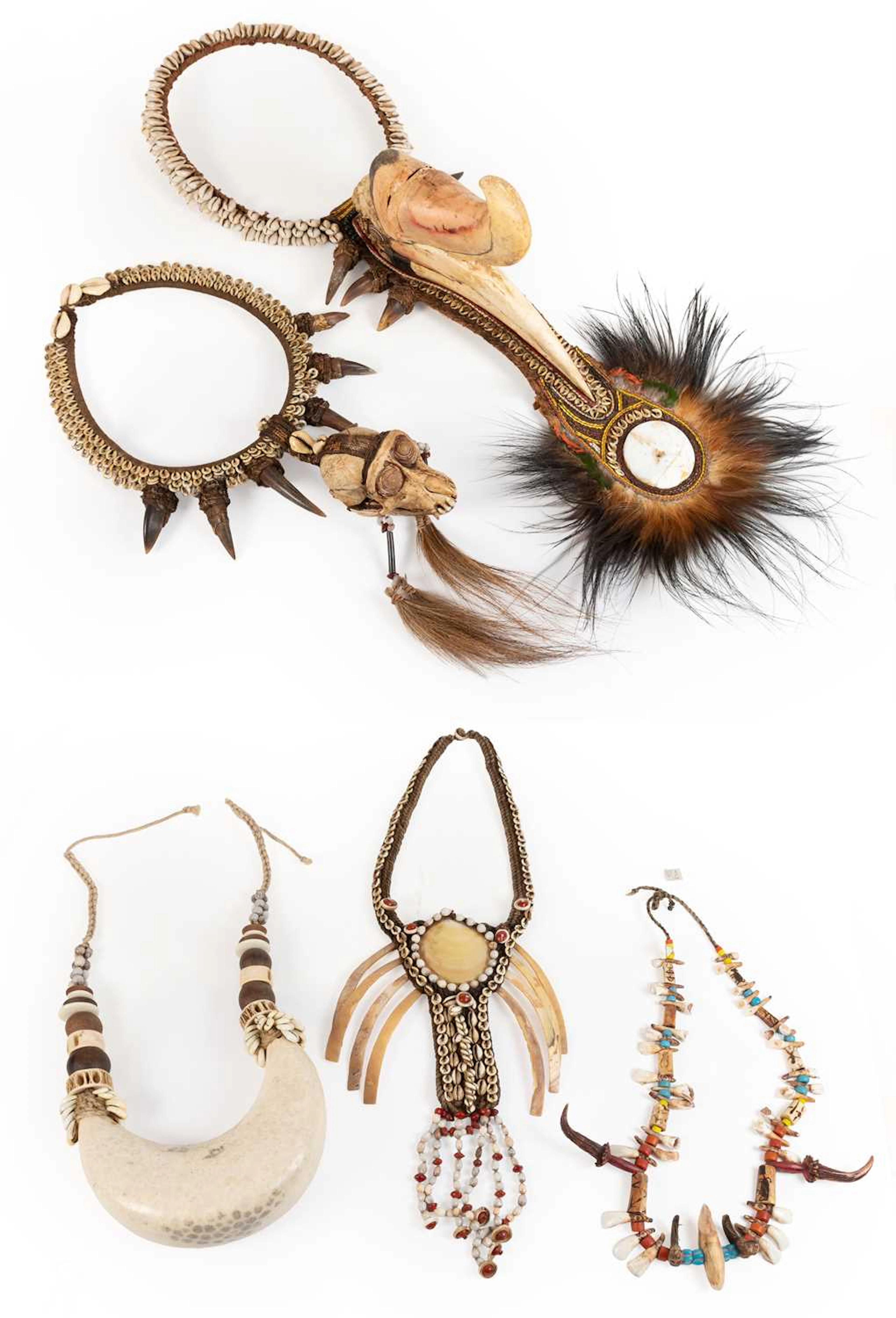 Four Papua New Guinea Ceremonial Necklaces or Chest Ornaments, South