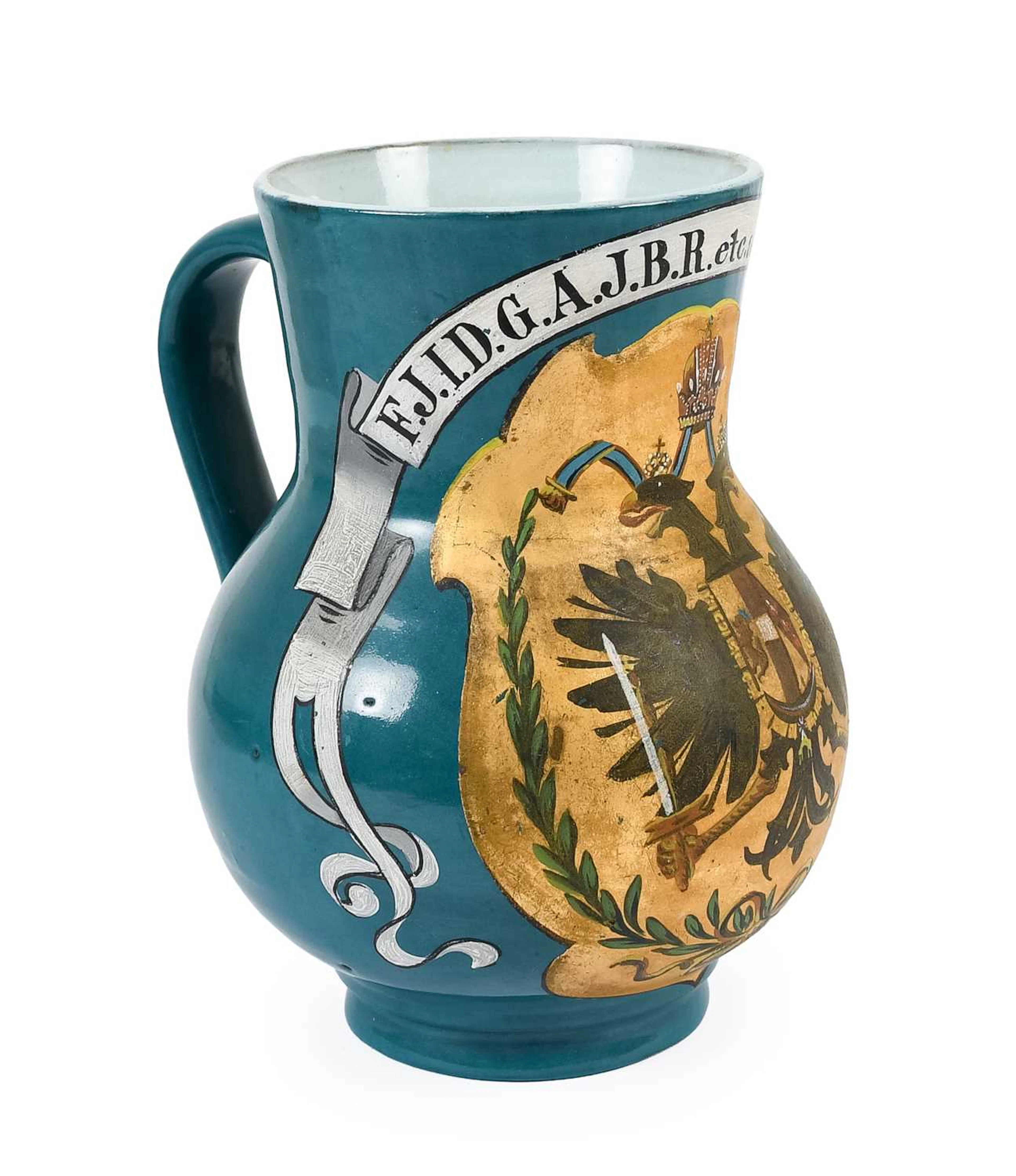 A Franz Joseph I Austrian Green Glazed Earthenware Fusswaschung (foot
