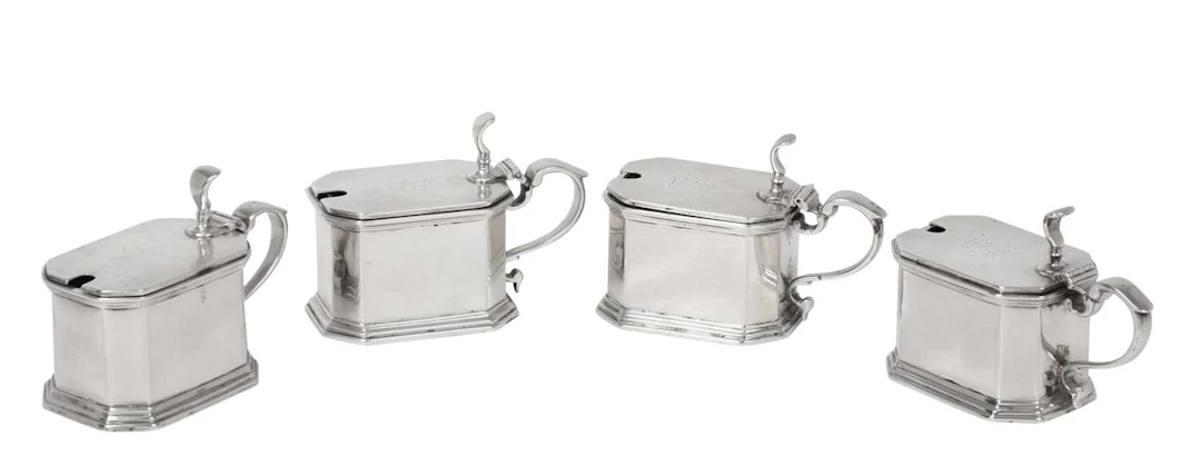 A Set of Four George V Silver Mustard-Pots by S. W. Smith and Co.