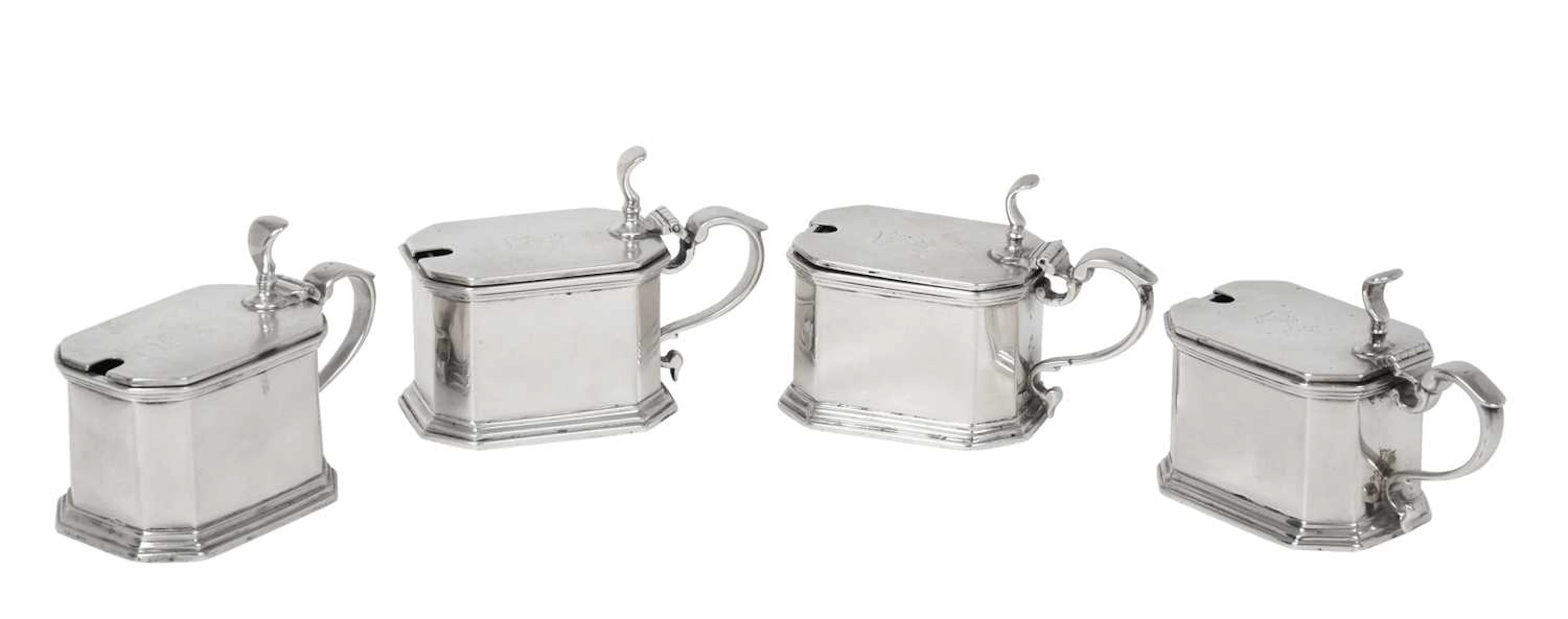 A Set of Four George V Silver Mustard-Pots by S. W. Smith and Co.