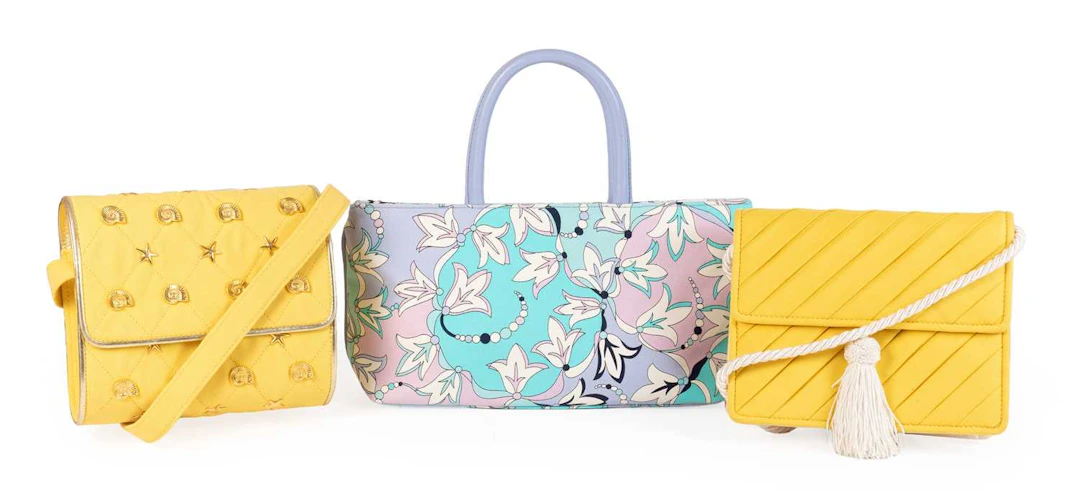 An Emilio Pucci Canvas Tote Bag, Escada Yellow Diamond Quilted Canvas