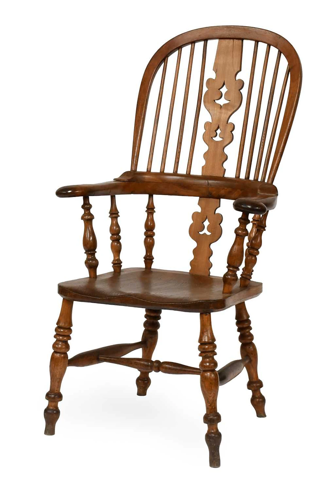 An Ash and Elm Pad Arm Windsor Chair