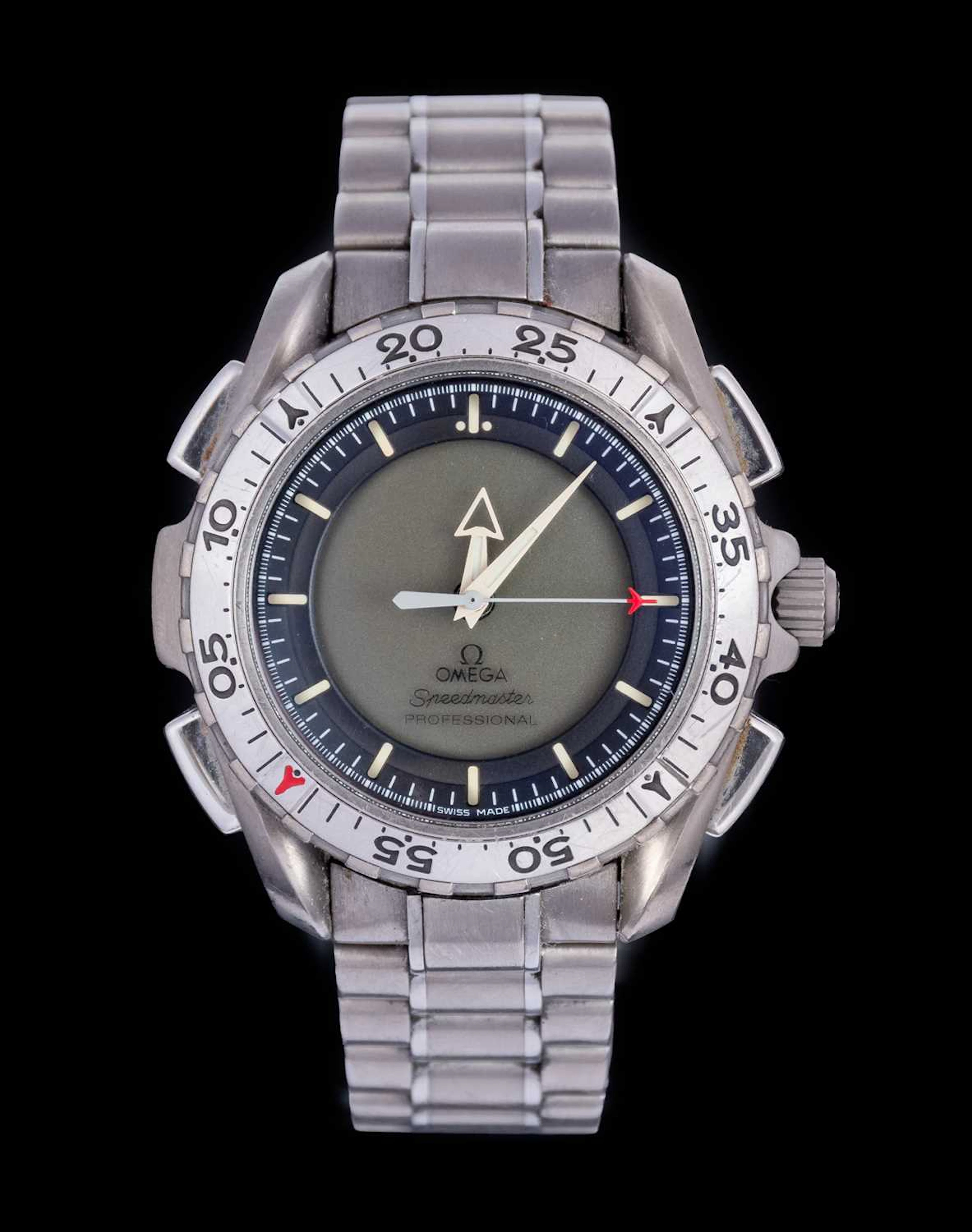 Omega: A Titanium Chronograph Wristwatch, signed Omega, model: Speedmaster