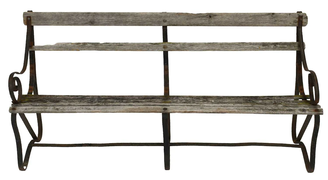 A Wrought Iron Garden Bench