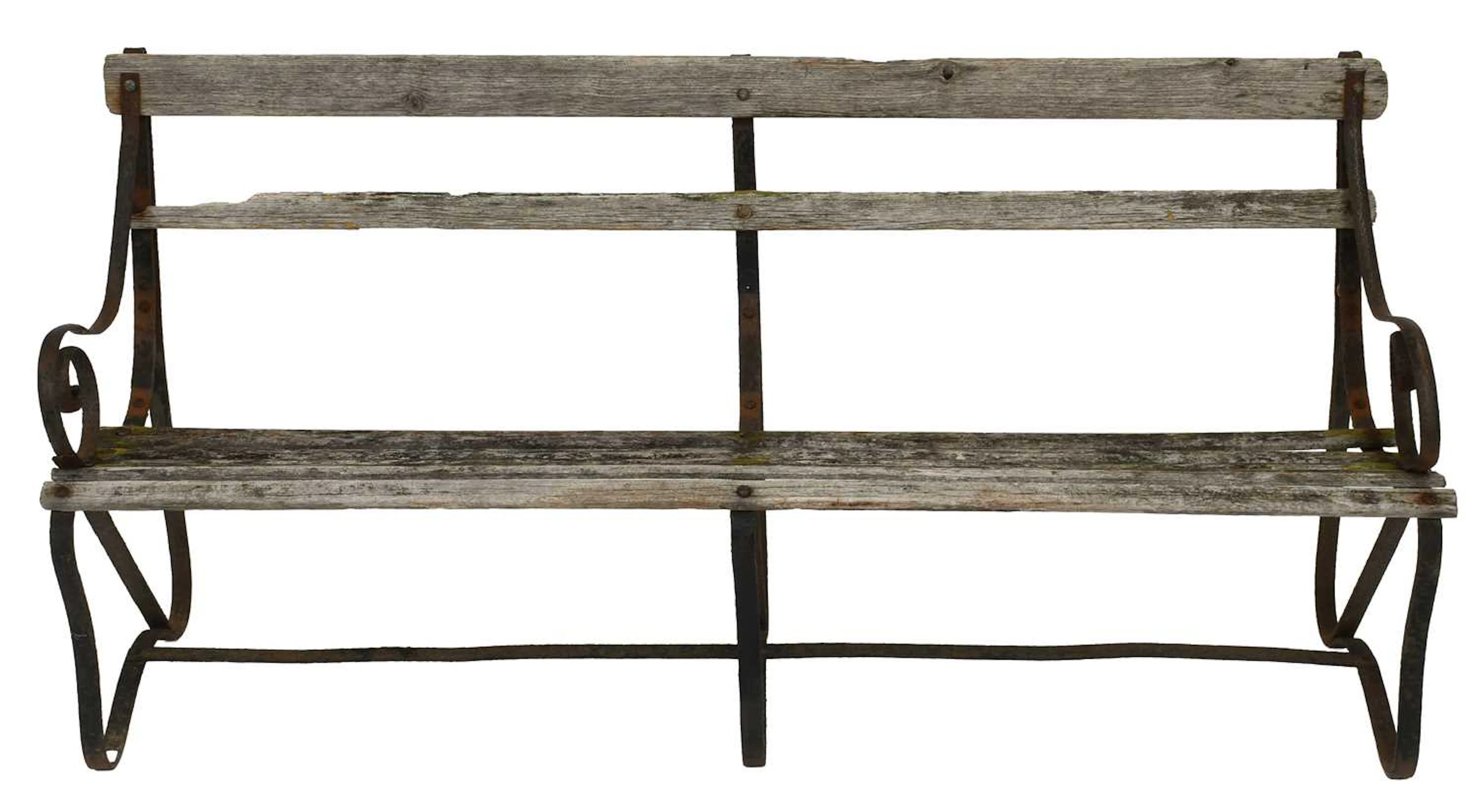 A Wrought Iron Garden Bench
