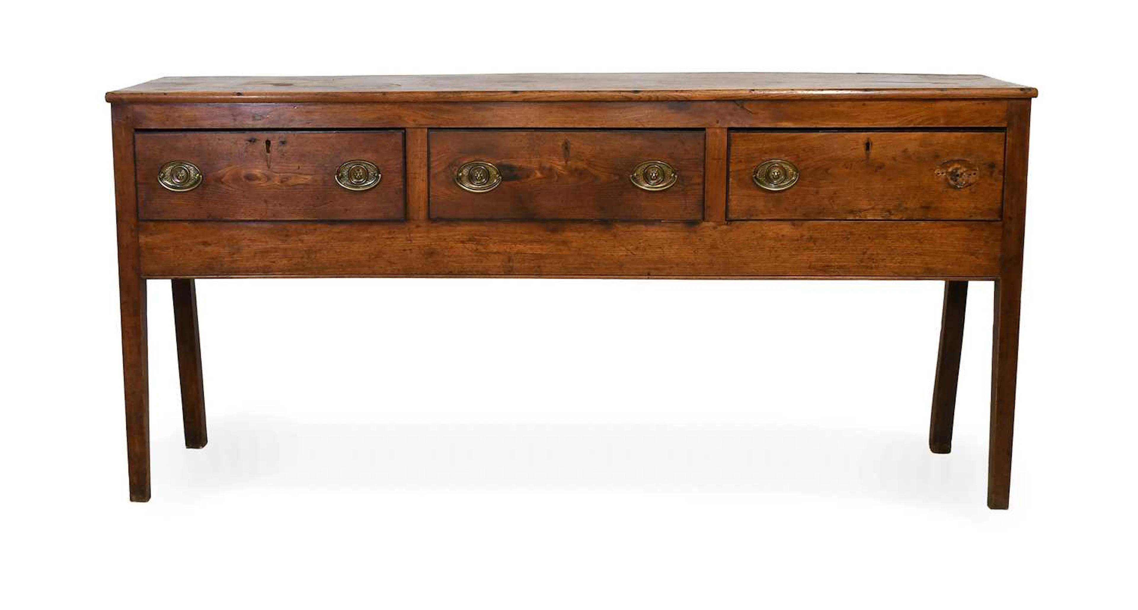 A George III Fruitwood and Oak Dresser Base, 3rd quarter 18th century