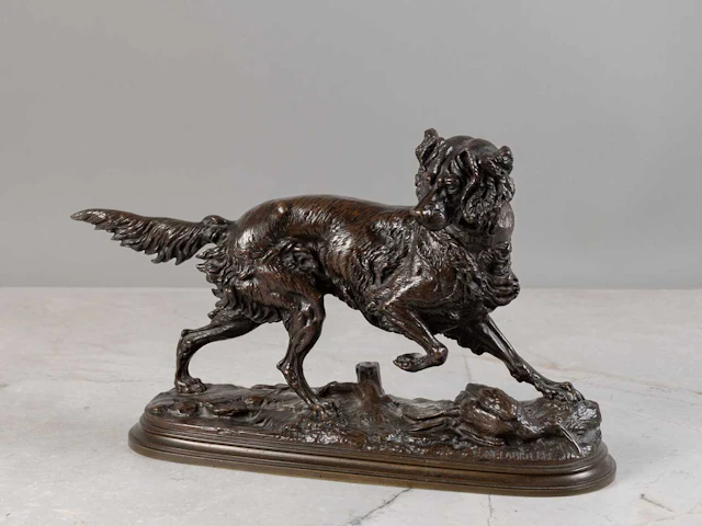 Paul Edouard Delabrierre (1829-1912): A Bronze Figure of a Gundog