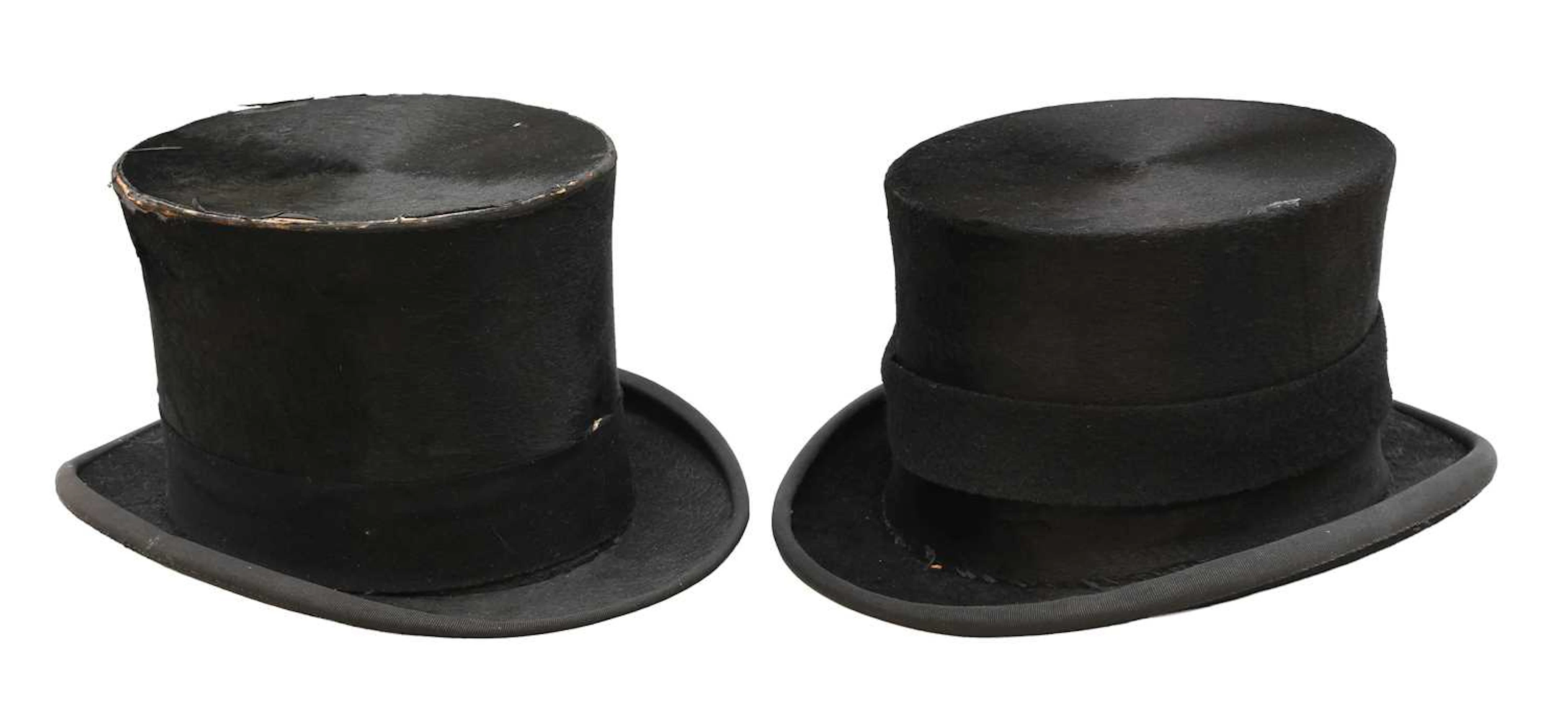 Two Black Silk Top Hats