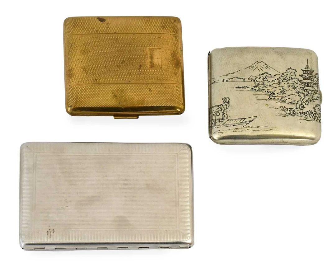 A Japenese Silver Cigarette-Case, Maker's Mark a Pagoda and Further