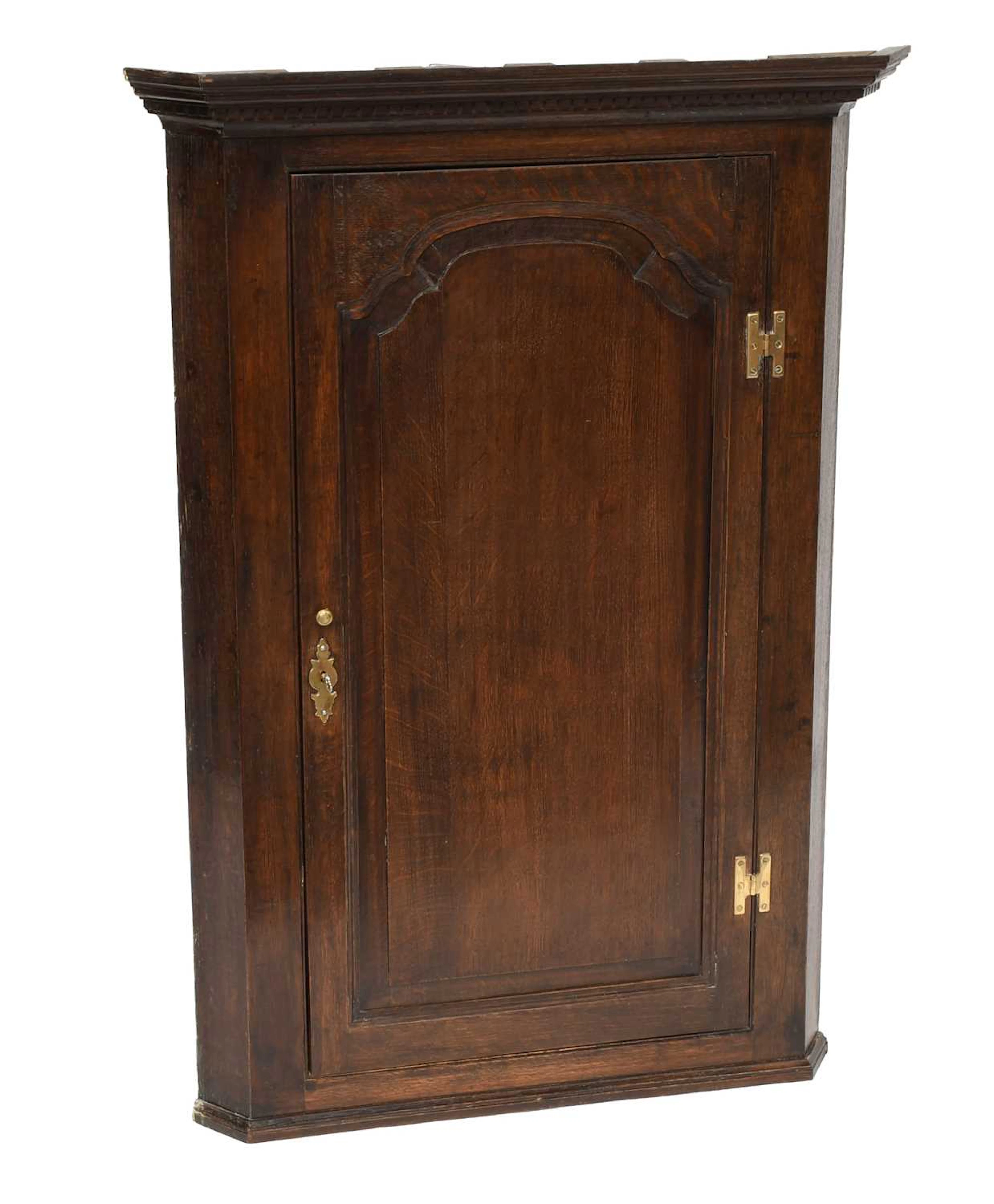 A George III Oak Hanging Corner Cupboard