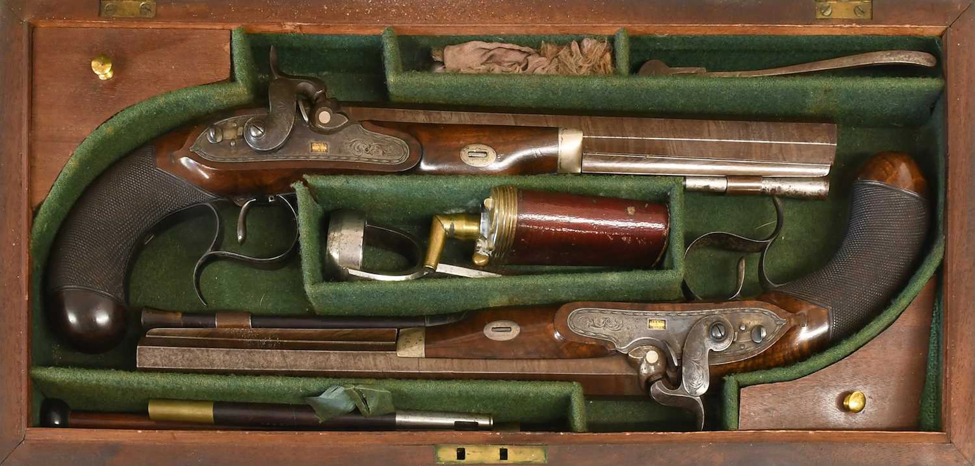 A Pair of Early 19th Century Percussion Duelling Pistols by Osborn & Gunby