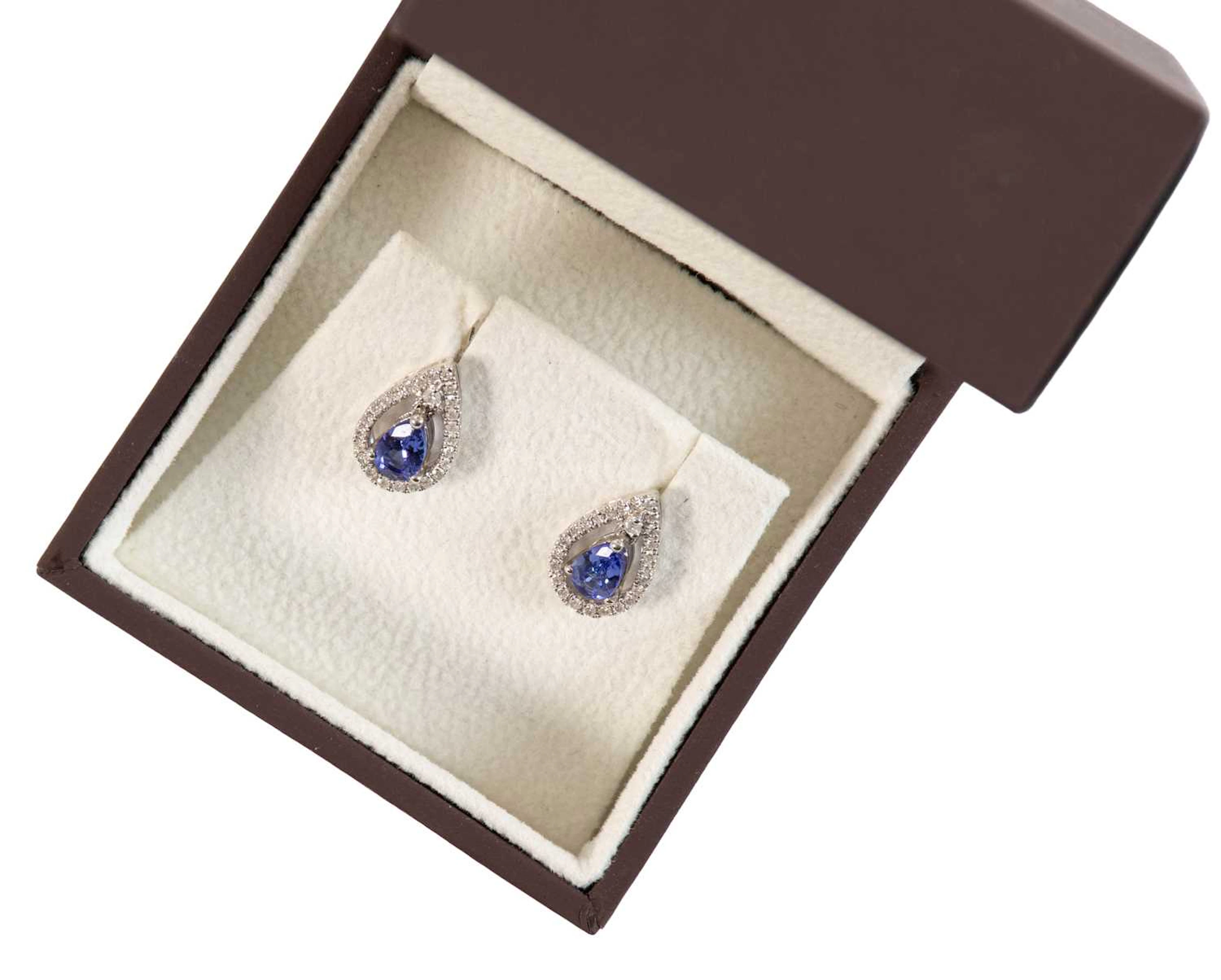 A Pair of Tanzanite and Diamond Earrings