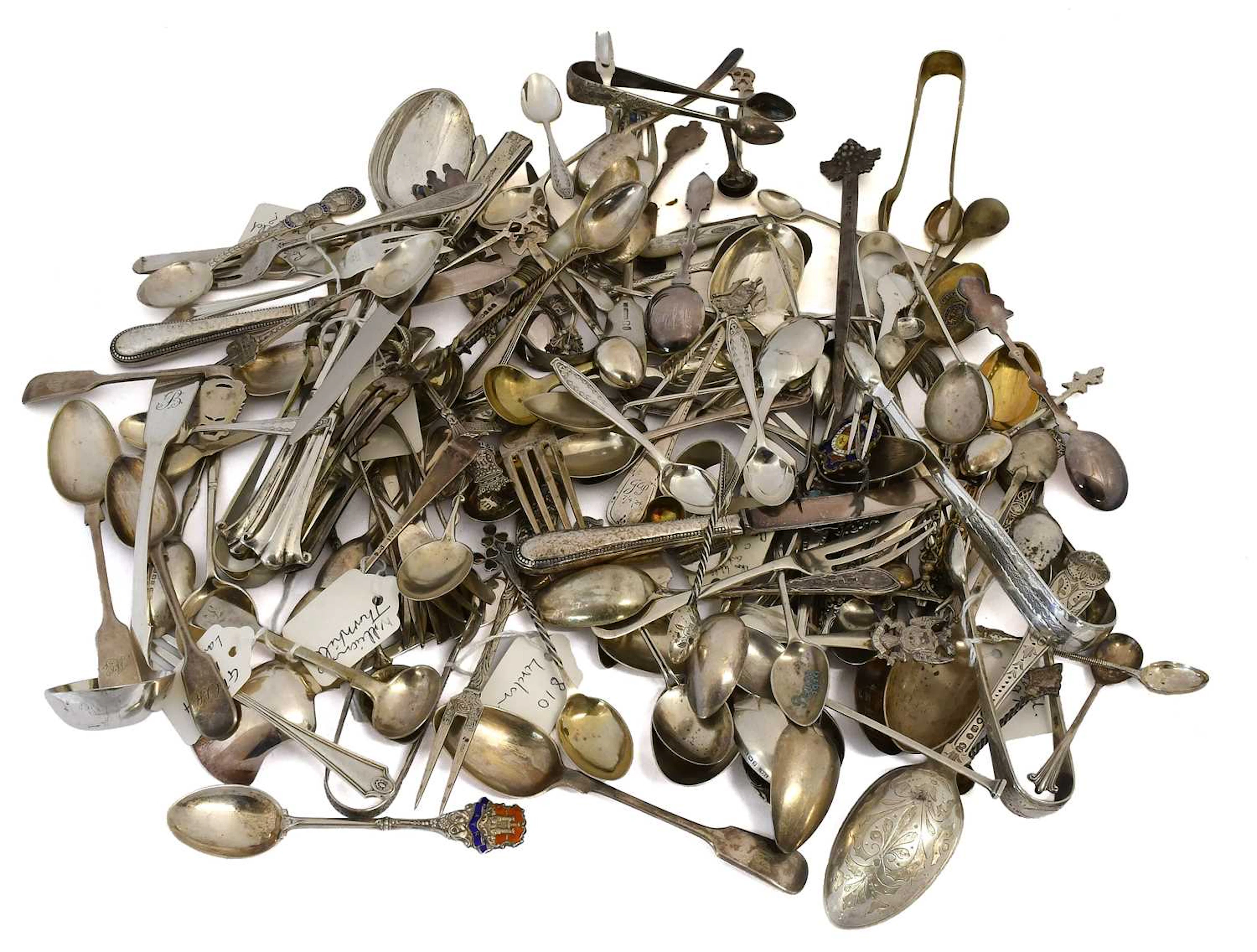 A Collection of Assorted George III and Later Silver Flatware, Together With