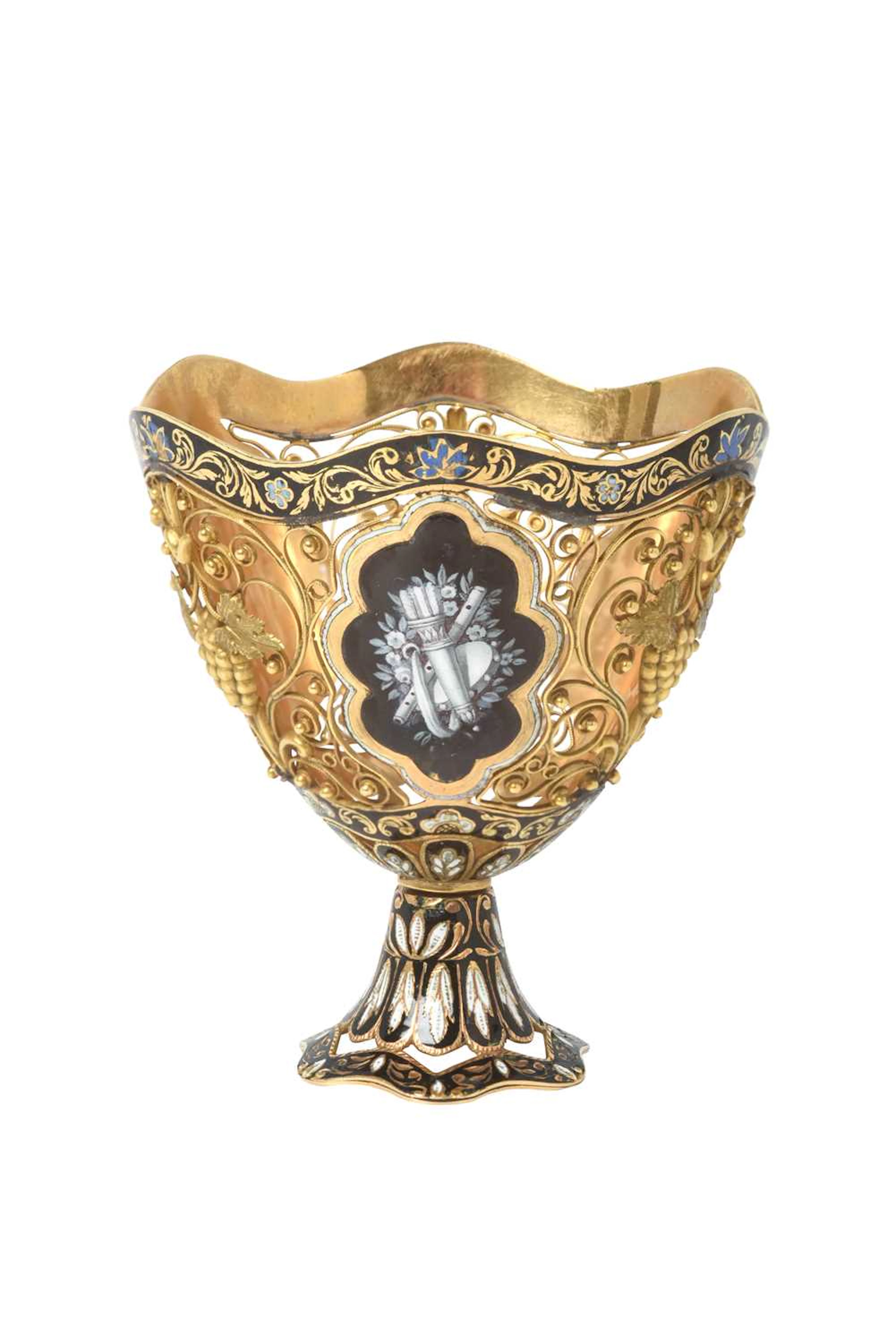 A Swiss Gold and Enamel Zarf, for the Turkish Market Apparently Unmarked