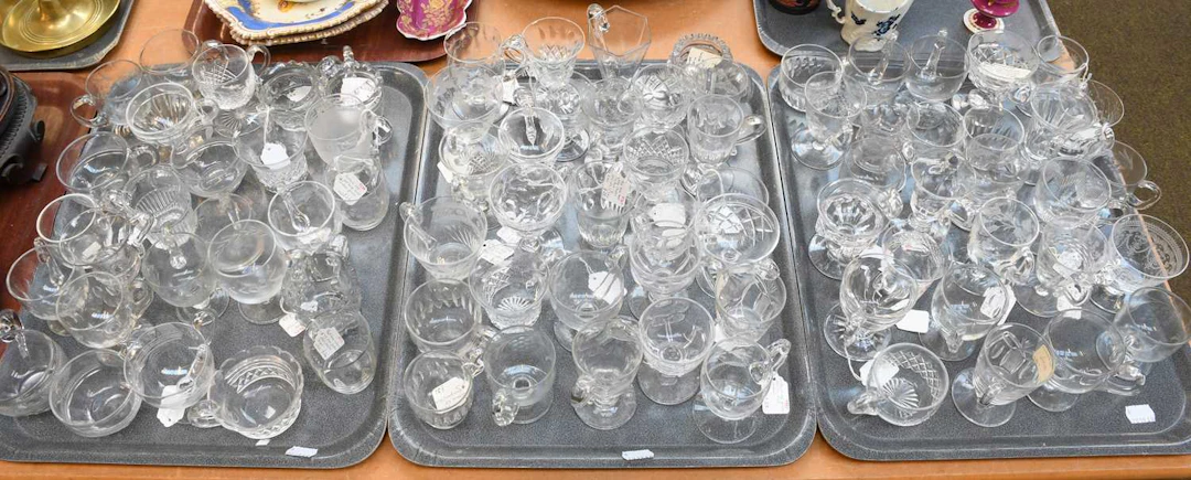 A Collection of Various Glass Custard Cups, Victorian and later