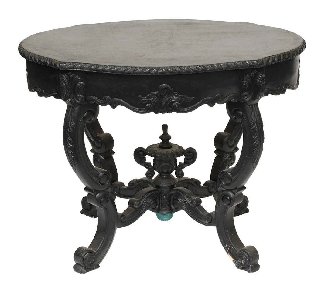A Victorian Style Black Painted Centre Table