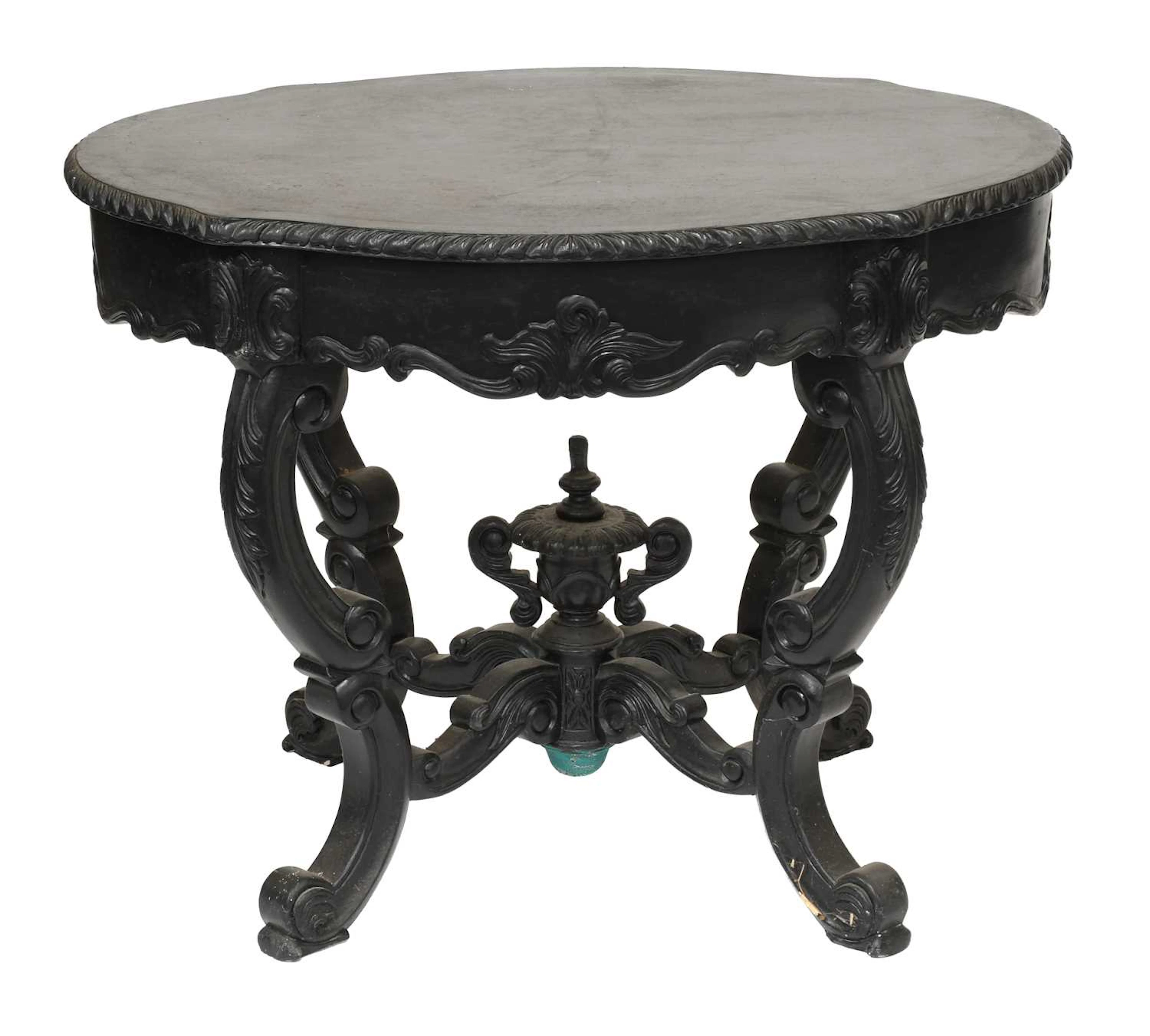 A Victorian Style Black Painted Centre Table