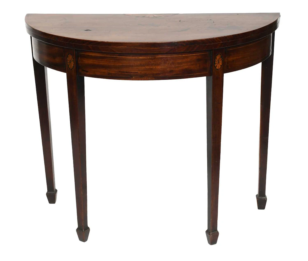 A George III Inlaid Mahogany Demi-Lune Card Table