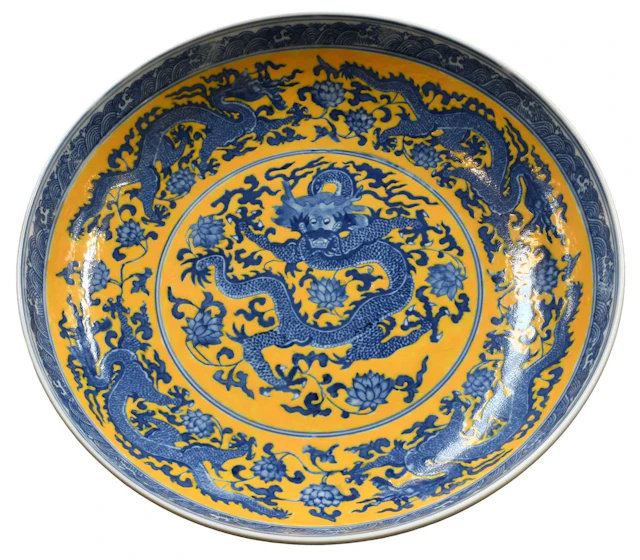 A Large Chinese Porcelain "Dragon" Dish