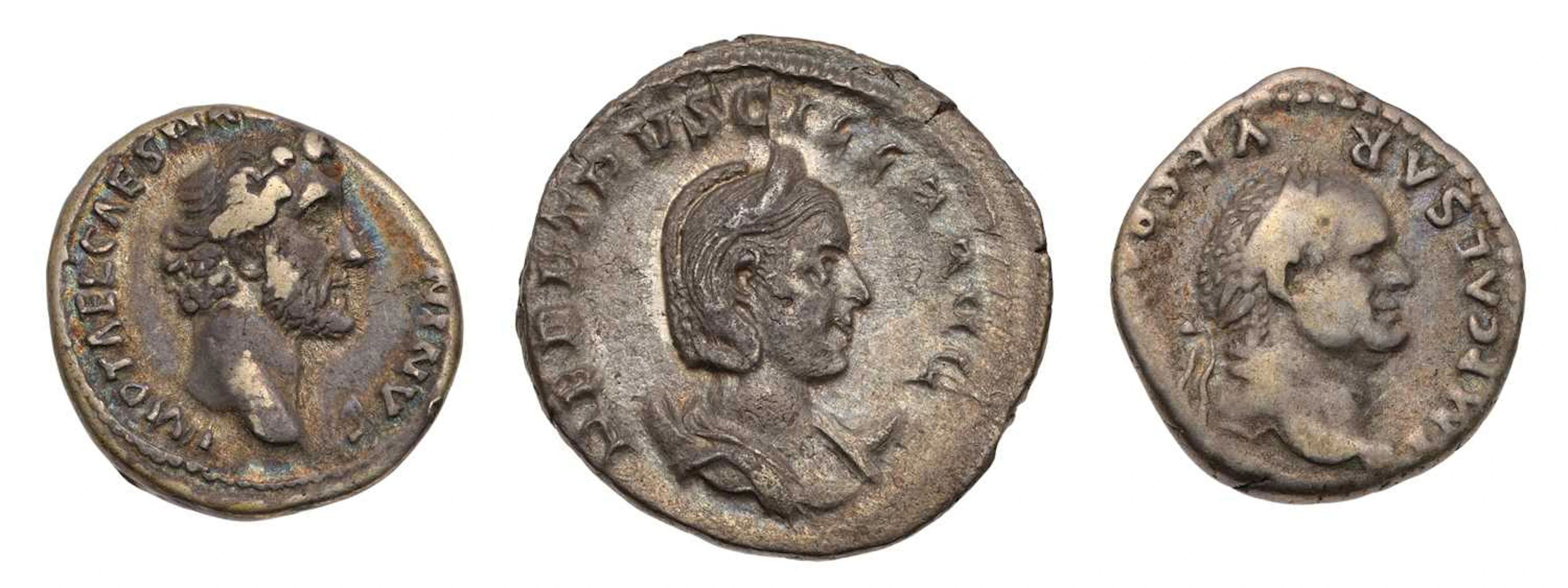 Roman Imperial, Vespasian Denarius, Antoninus Pius Denarius, Herennia