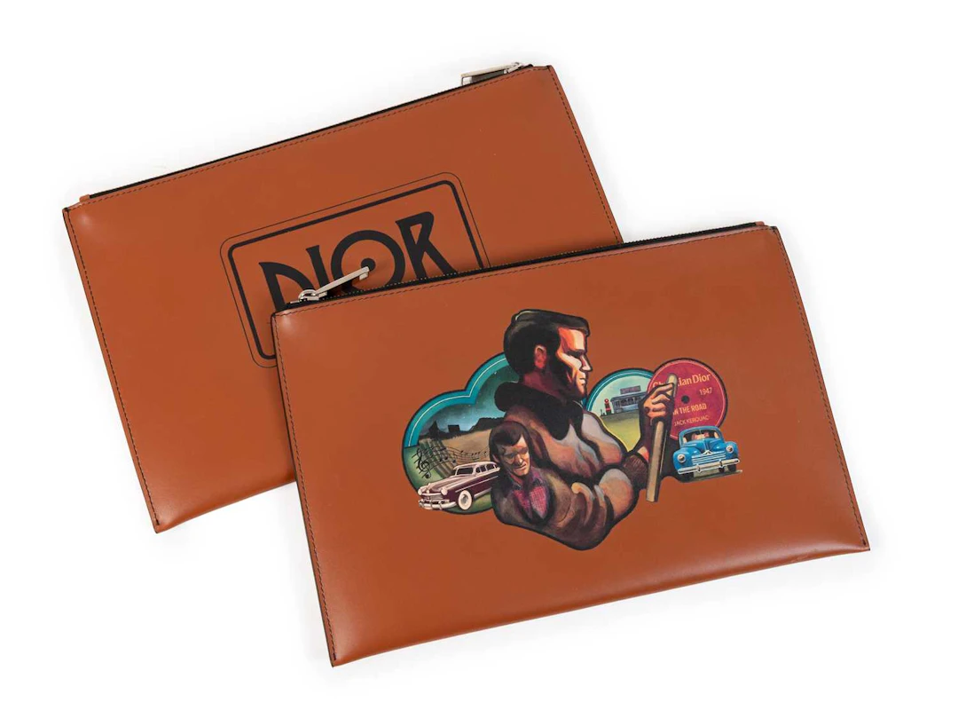 Two Dior 'On the Road' Jack Kerouac Tan Leather Pouches, 2022, The