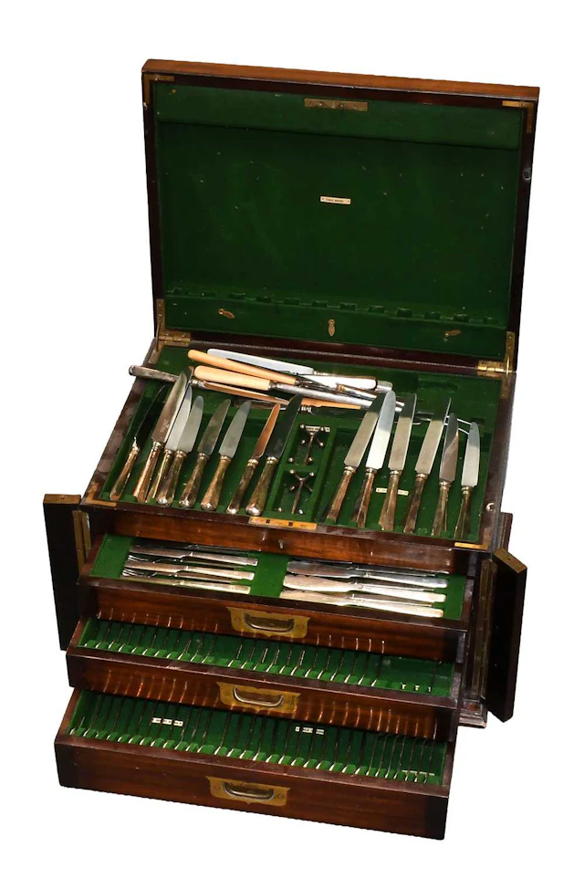 A Canteen of Silver Plate Flatware, Together With