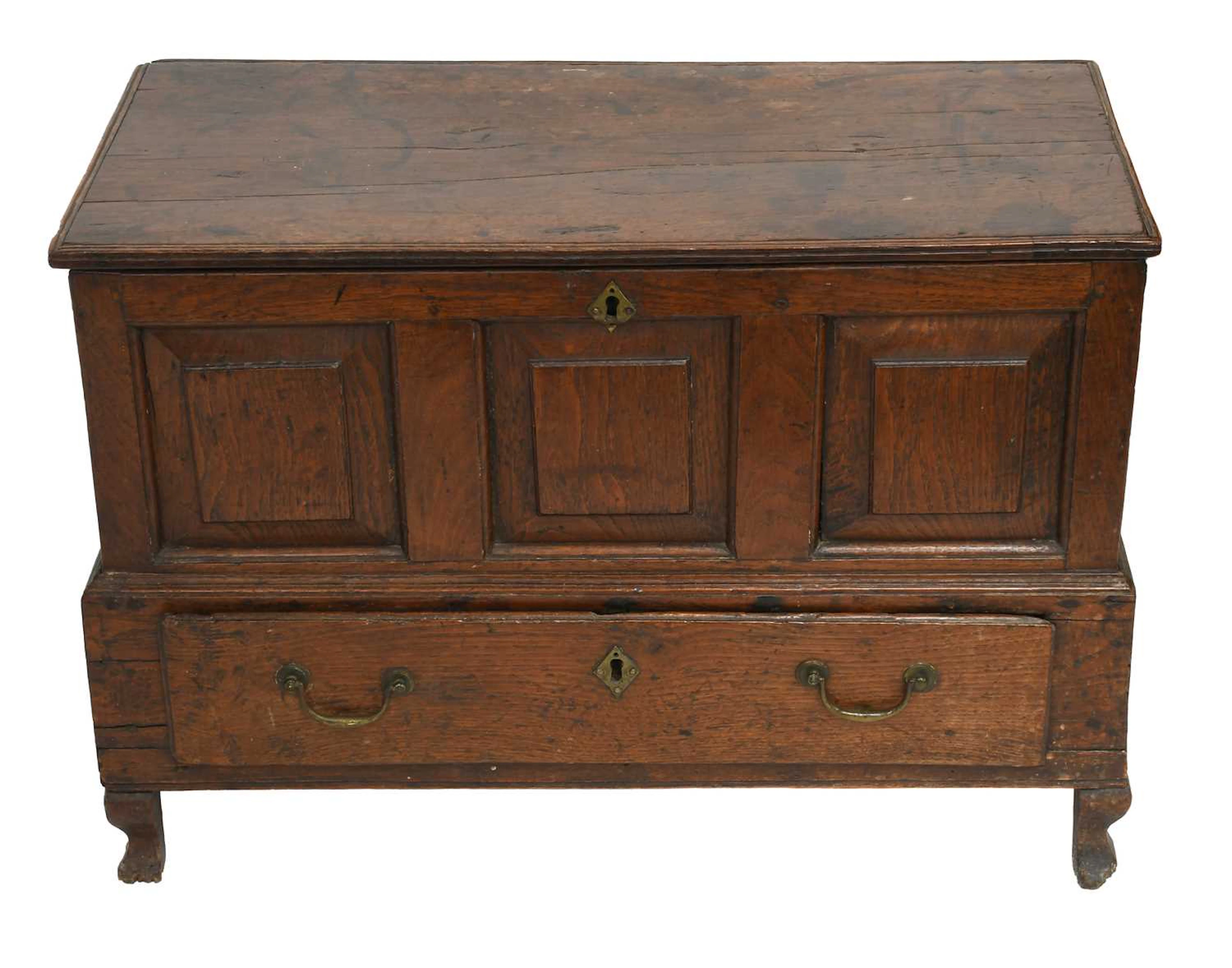 A Miniature 18th Century Oak Mule Chest