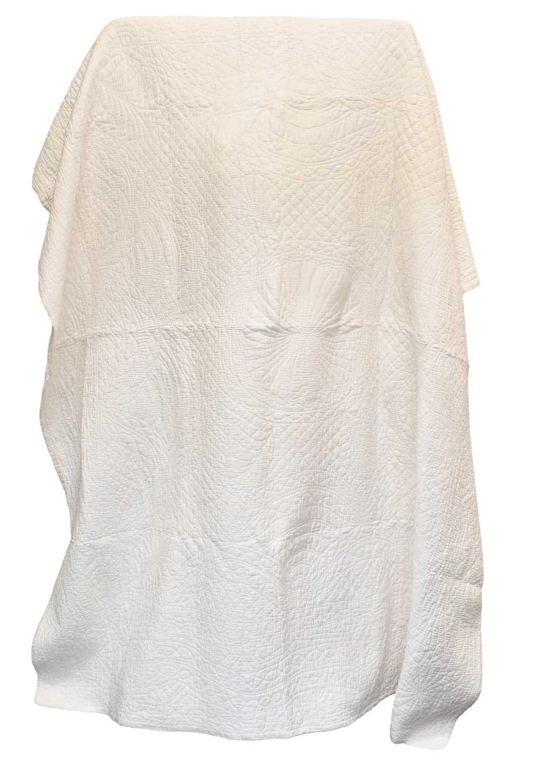 Late 19th Century White Cotton Wholecloth Reversible Quilt