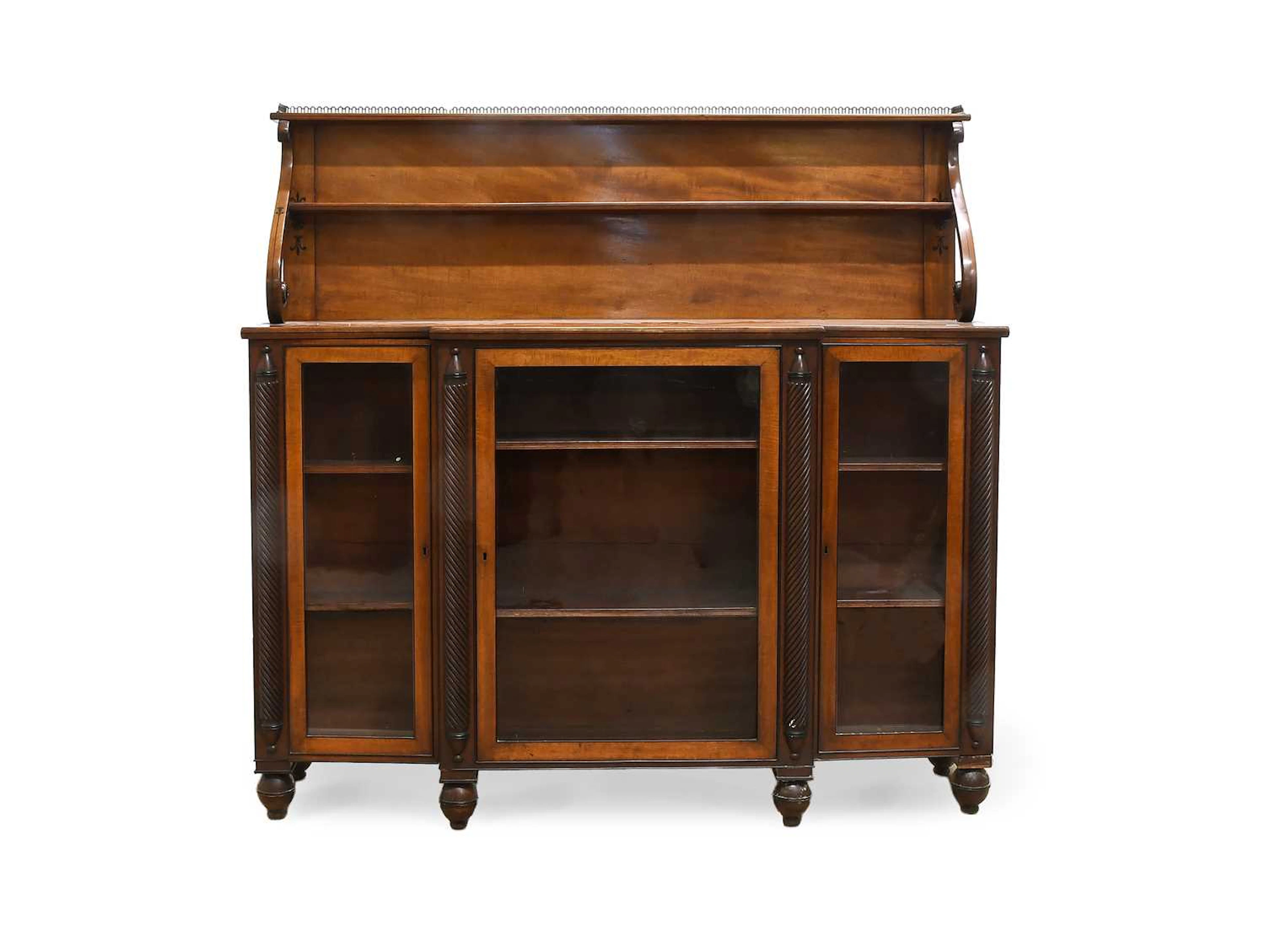 A Regency Mahogany and Ebony-Strung Breakfront Chiffonier, early 19th century