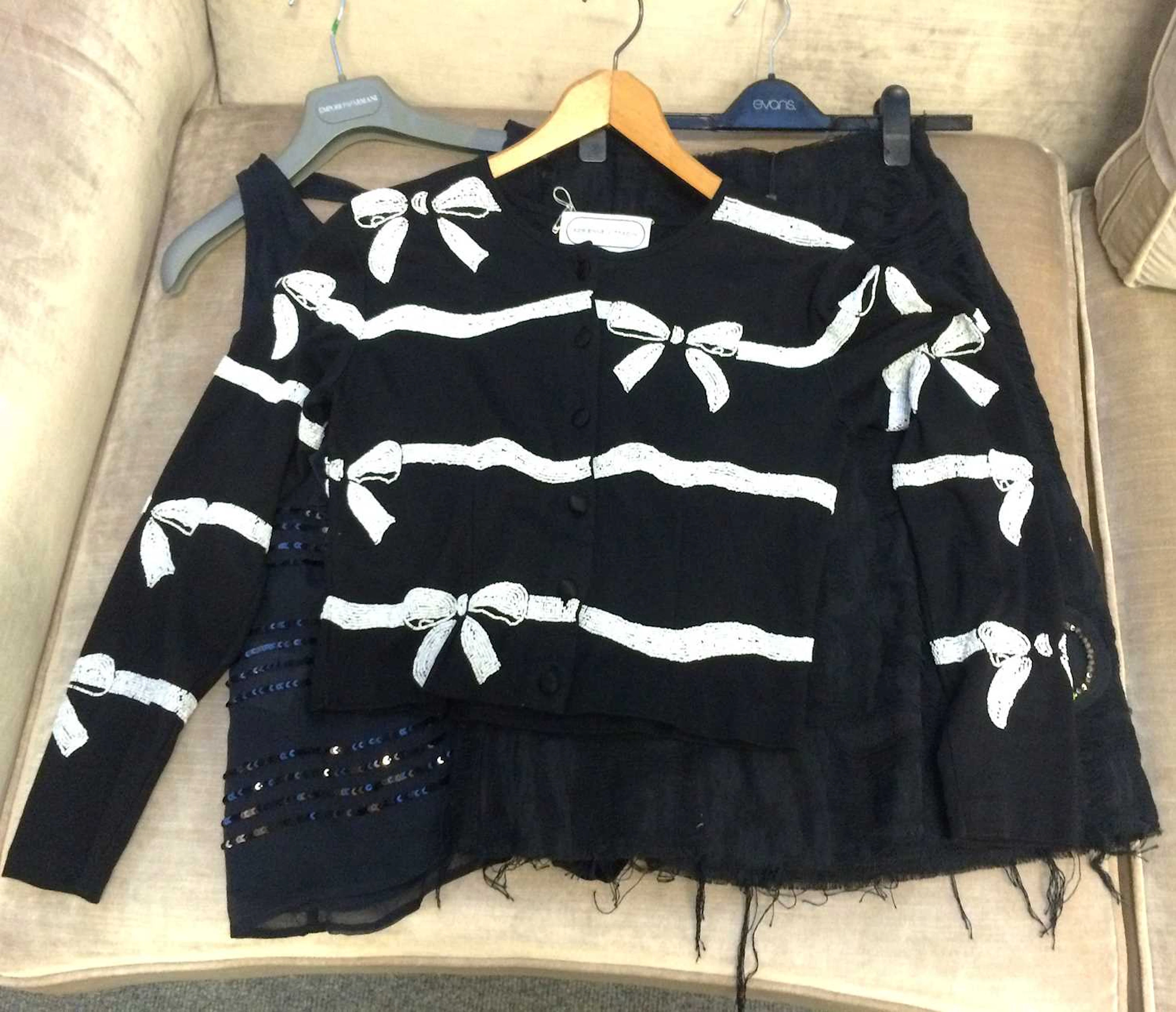 A Red Valentino Black Sequined and Silk Sleeveless Top, A Christian