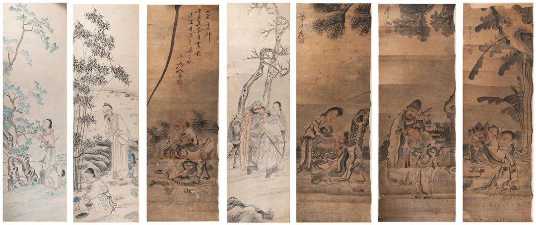 A Set of Four Chinese Scroll Paintings, late 19th/early 20th century