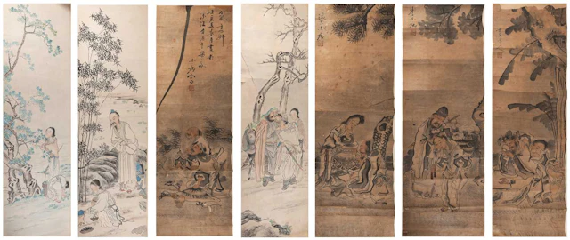 A Set of Four Chinese Scroll Paintings, late 19th/early 20th century