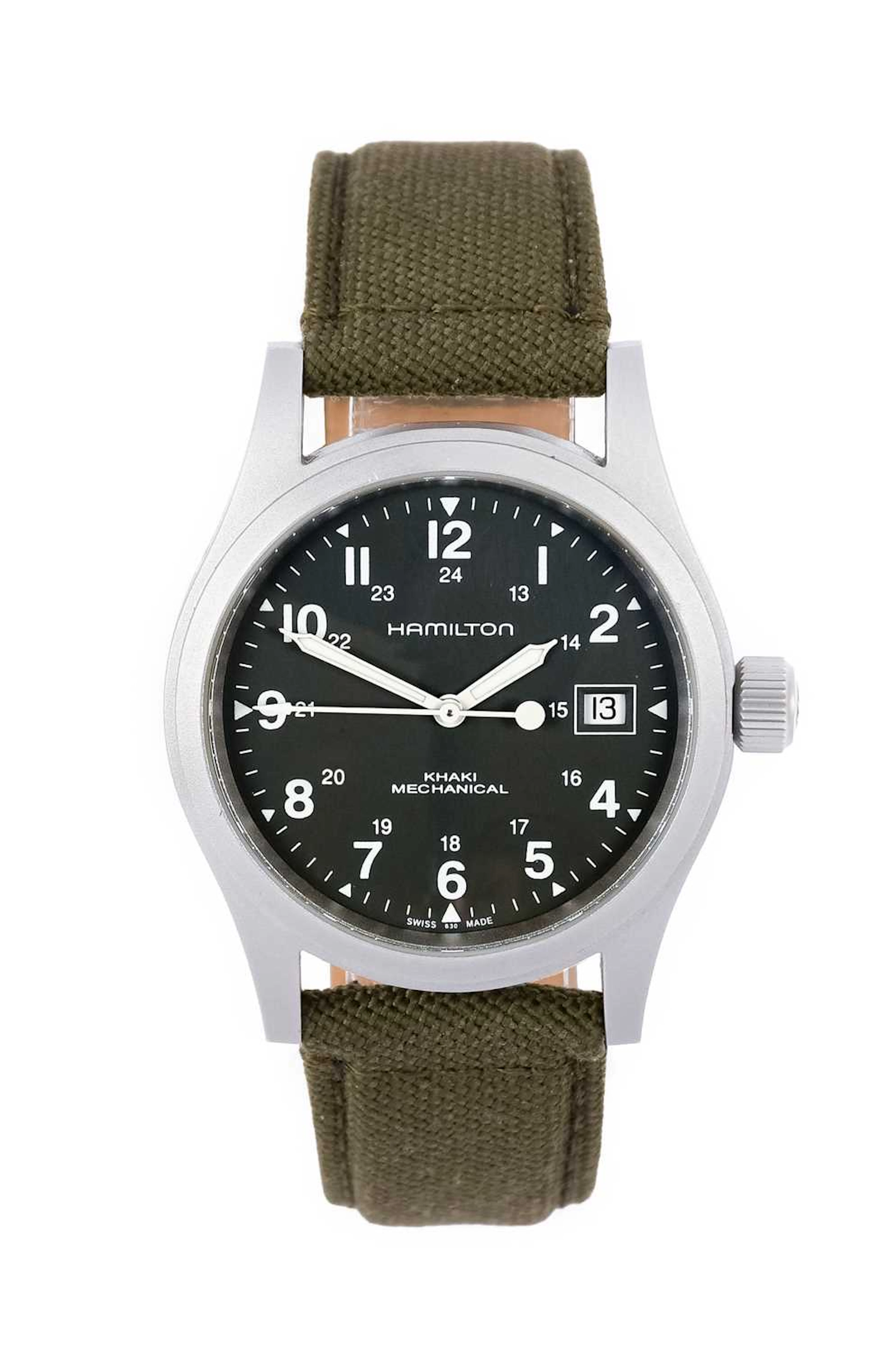 Hamilton: A Stainless Steel Calendar Centre Seconds Wristwatch, signed