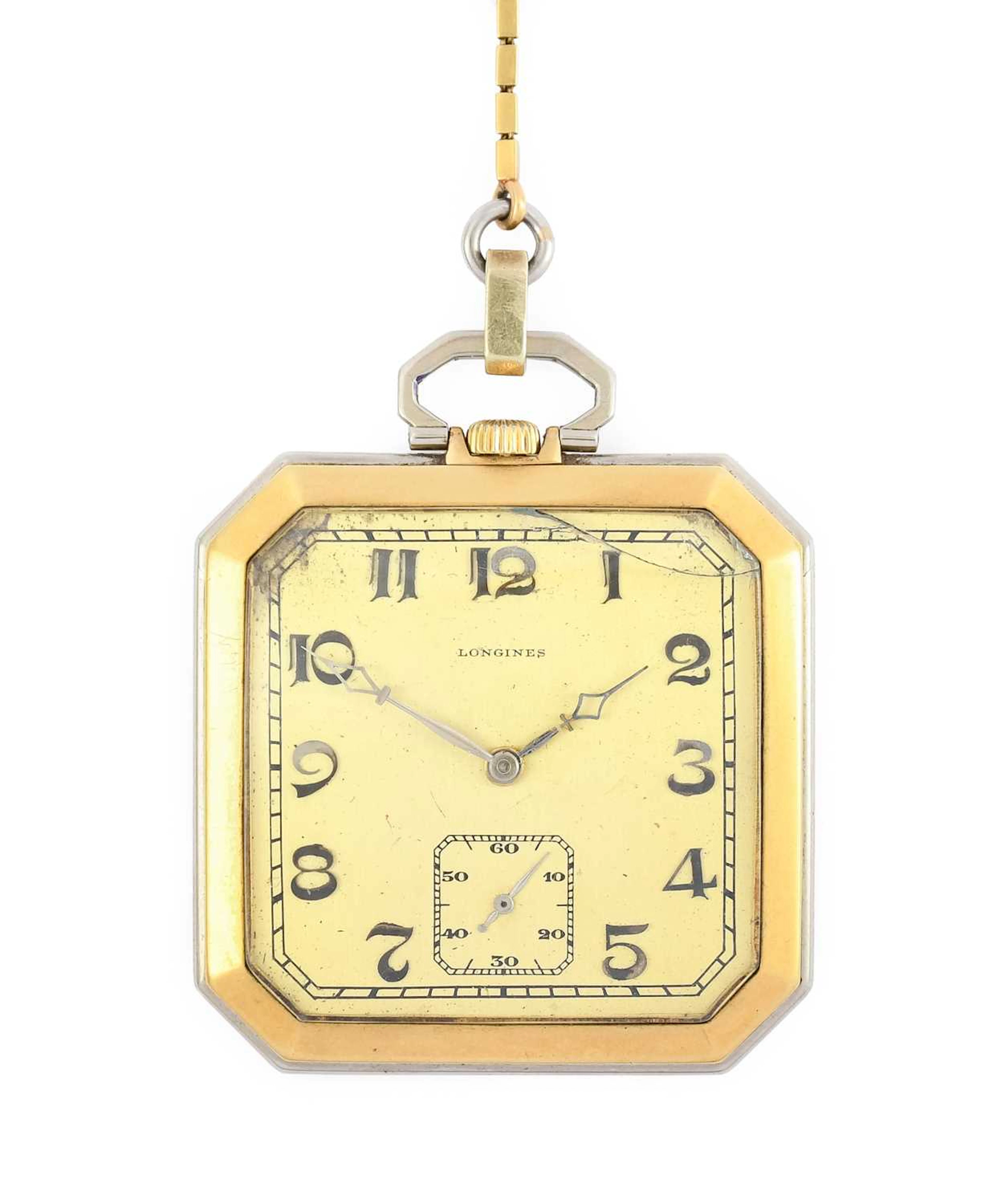 Longines: An Art Deco 18 Carat Gold Pocket Watch, signed Longines