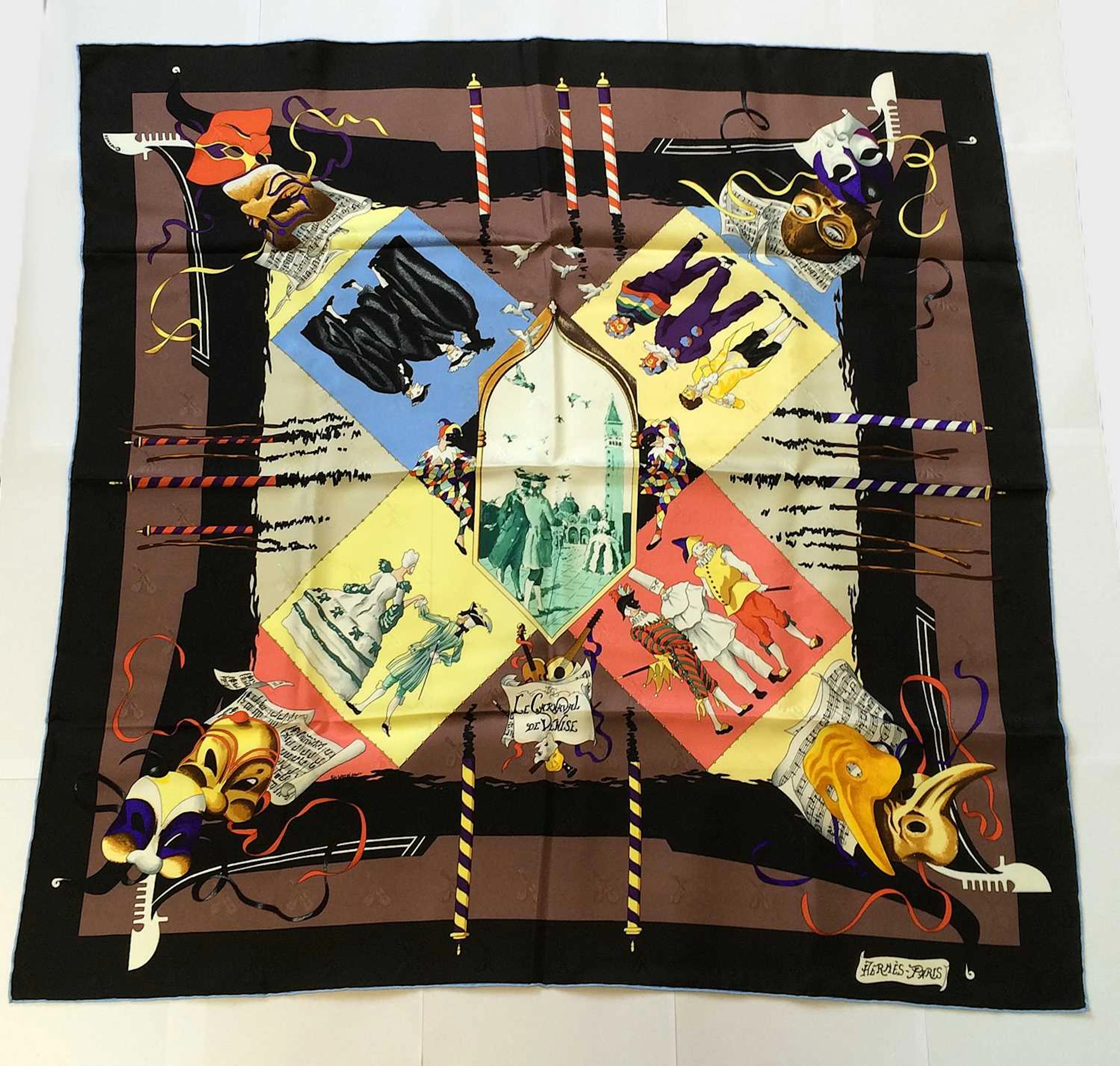 Hermès Silk Scarf, Le Carnaval de Venise Designed by Hubert de Watrigant